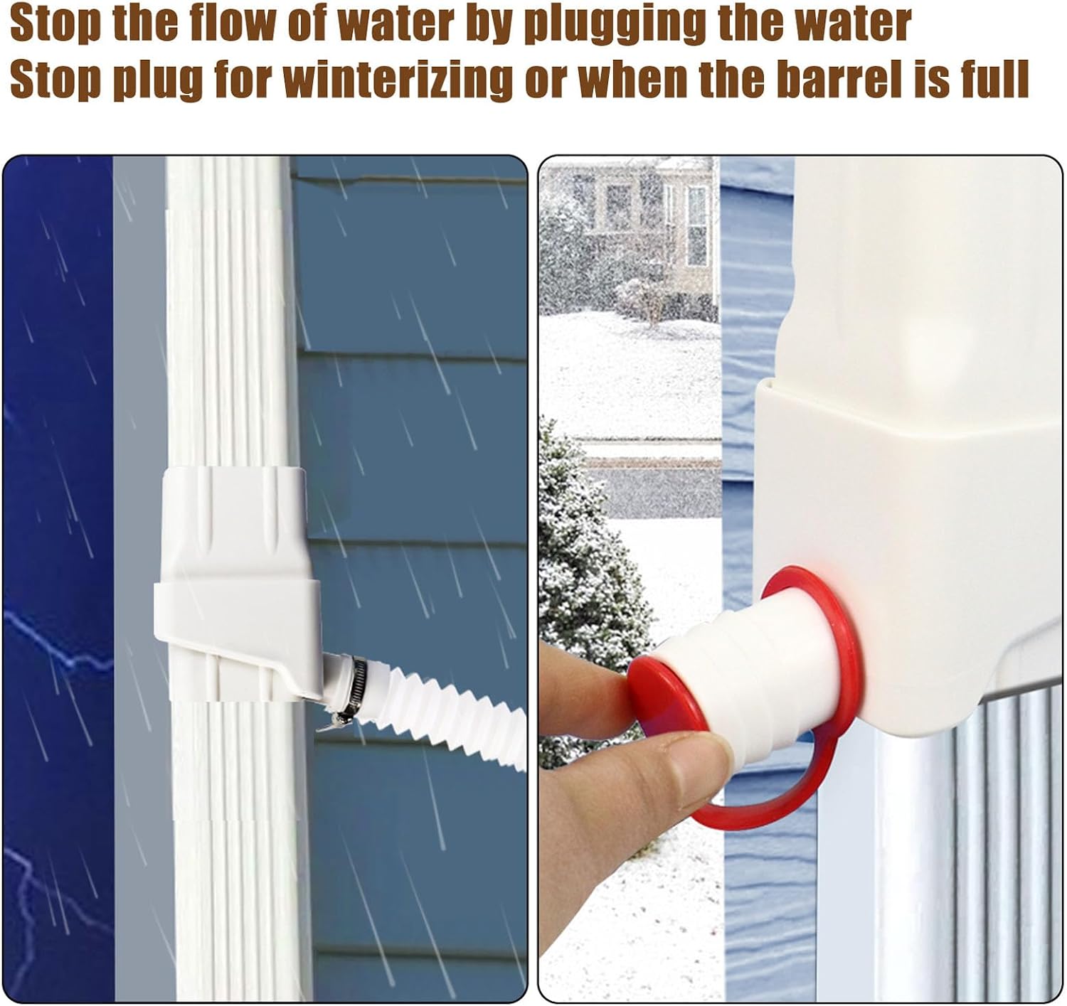 Rainwater Collection System, Efficient Diverter Kit for Roof Rain, Plant Irrigation, Easy Install, Fits 2x3 or 3x4 Inch Downspouts with Adjustable Valve and Filter (White)