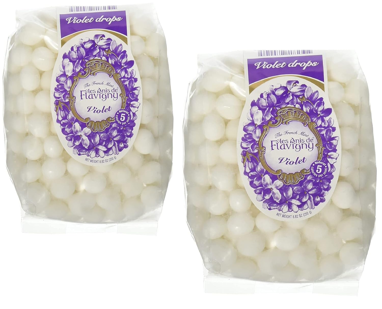 Violet Abbaye De Flavigny Anise Drops All Natural Bulk 8.82 Oz Bag Two Pack