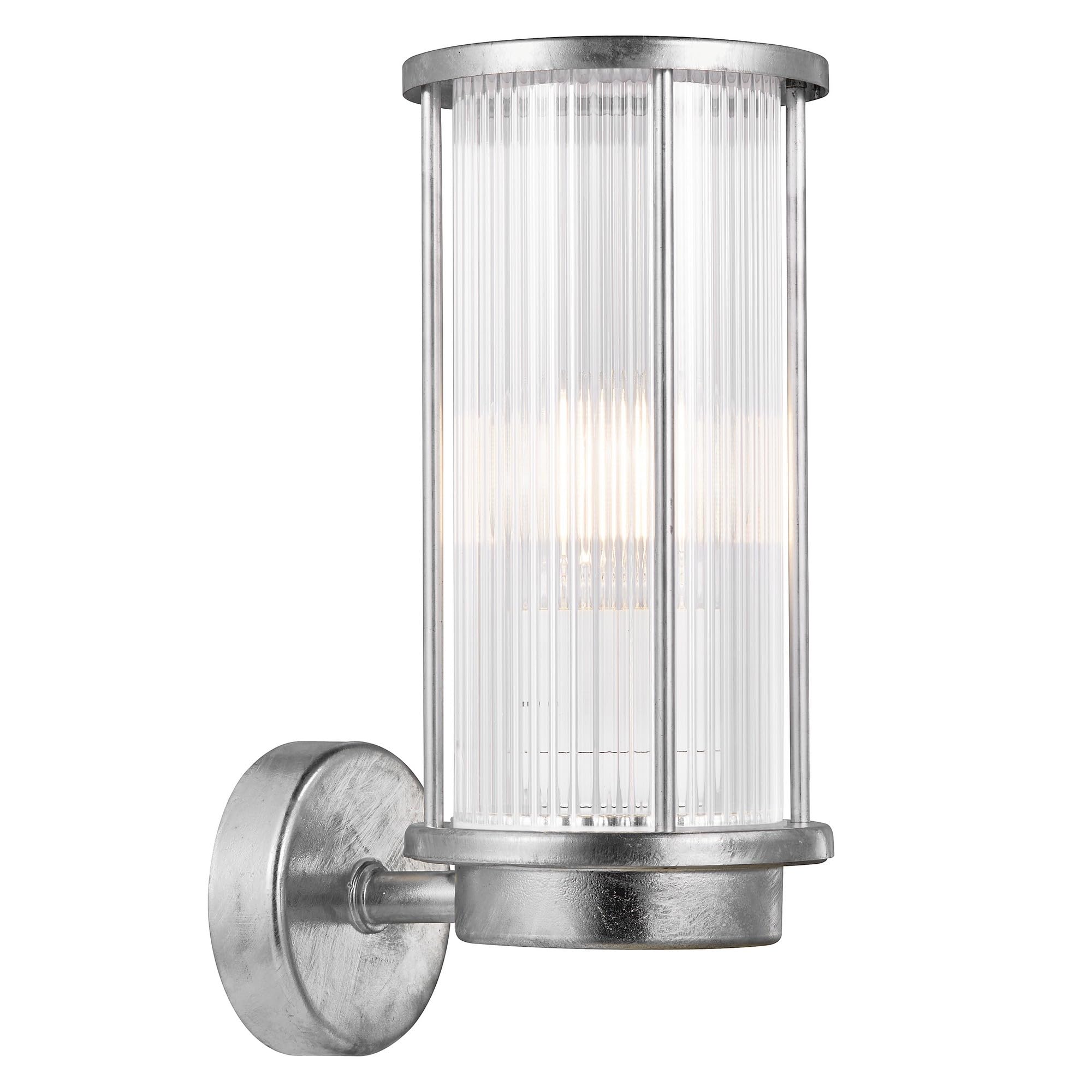 Nordlux Galvanised Linton Outdoor Wall Light Silver Galvanized Steel E27 Coastal/Marine Safe - Garden, Patio, Entrance Mains Powered, Ip54