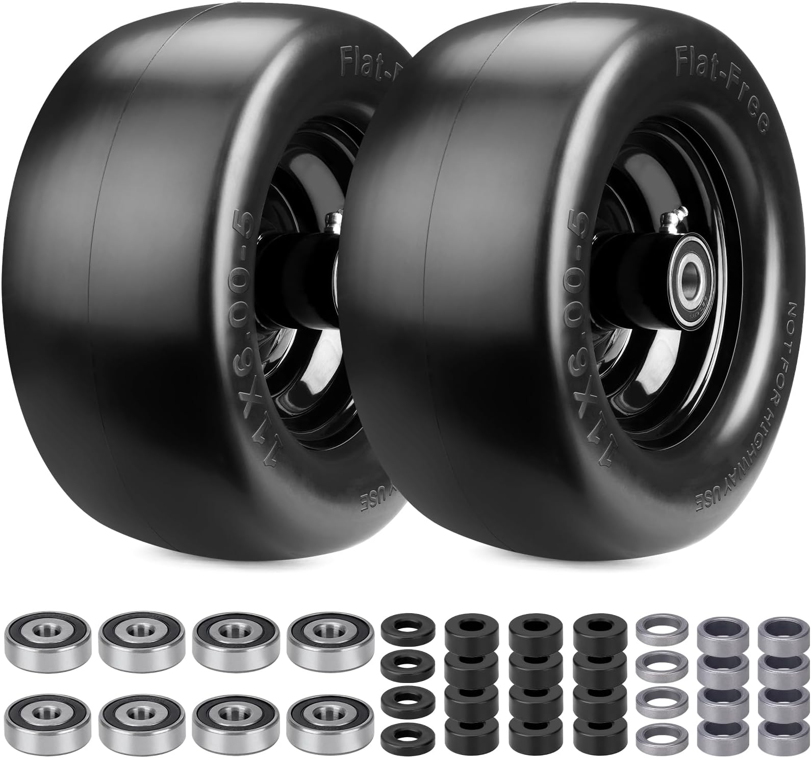 Amazon com: 2 Pack 11x6 00 5 quot Flat Free Tire Solid Rubber Lawn Mower