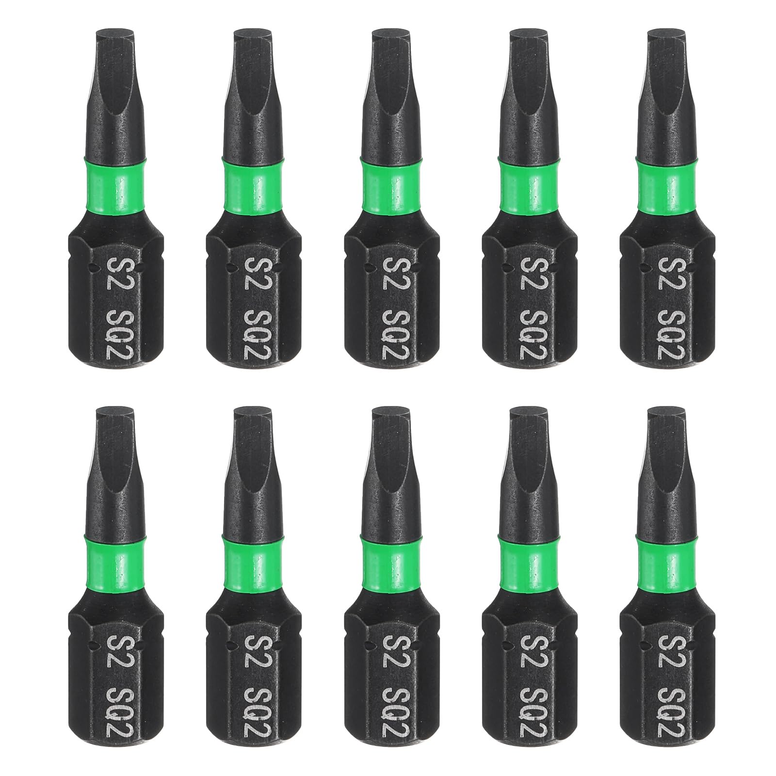 sourcing map 10pcs SQ2 Square Screwdriver Bit 1/4" Hex Shank 25mm/1" Length S2 Steel Magnetic 4 Point Head Screw Driver Bits for Electric Manual Screwdrivers Precision Repair