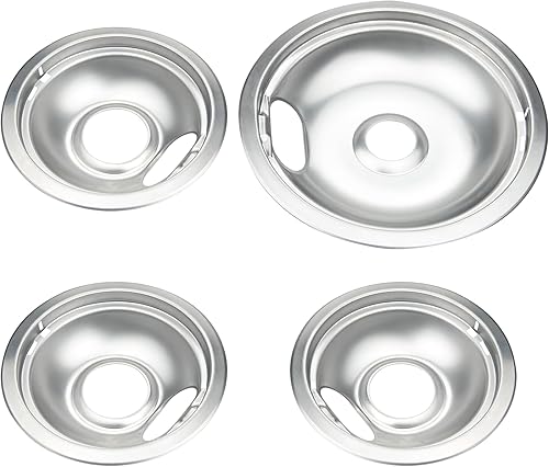 Cubiertas para quemadores de estufa, bandejas de goteo cromadas de repuesto para Frigidaire Kenmore 316048413 y 316048414, 4 piezas (3 x 6 pulgadas