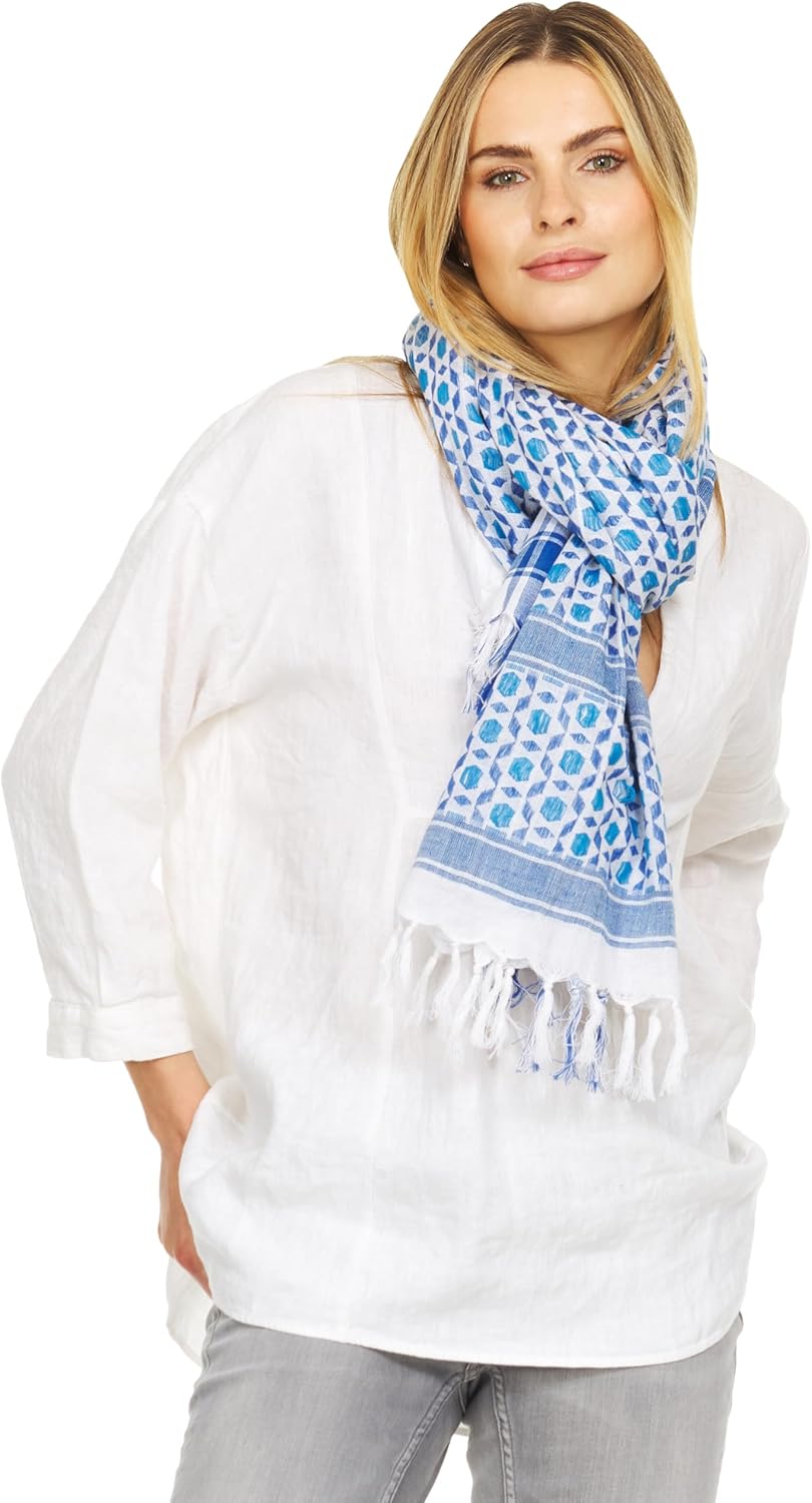 Am Israel Chai Scarf for Men and Women - Native Turban Scarf 100% Cotton Shemagh, Desert Keffiyeh, Sudra (Mosaic Long)