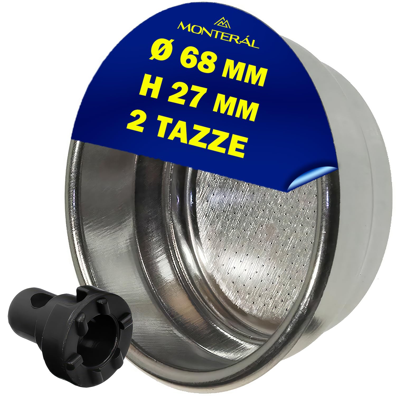 Filtri Caffe 2 Tazze e Valvola Schiumogena Crema - Dimensione Ø 68 mm h-27 - per Gaggia - Adatto a Tutti i Modelli - Filtro Caffe Adatto a Portafiltro - Garanzia di 10 Anni - MONTERAL