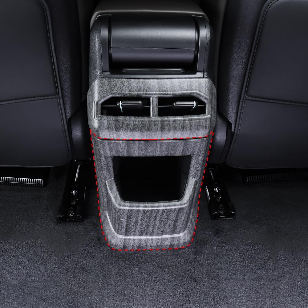 Cnaurda ABS Car Rear Air Vent Outlet Cover,Rear Center Console Air Conditioning Outlet Vent Anti-Kick Cover Compatible with Kia EV4 2025 2026 LHD/RHD Accessories (Wood Grain)