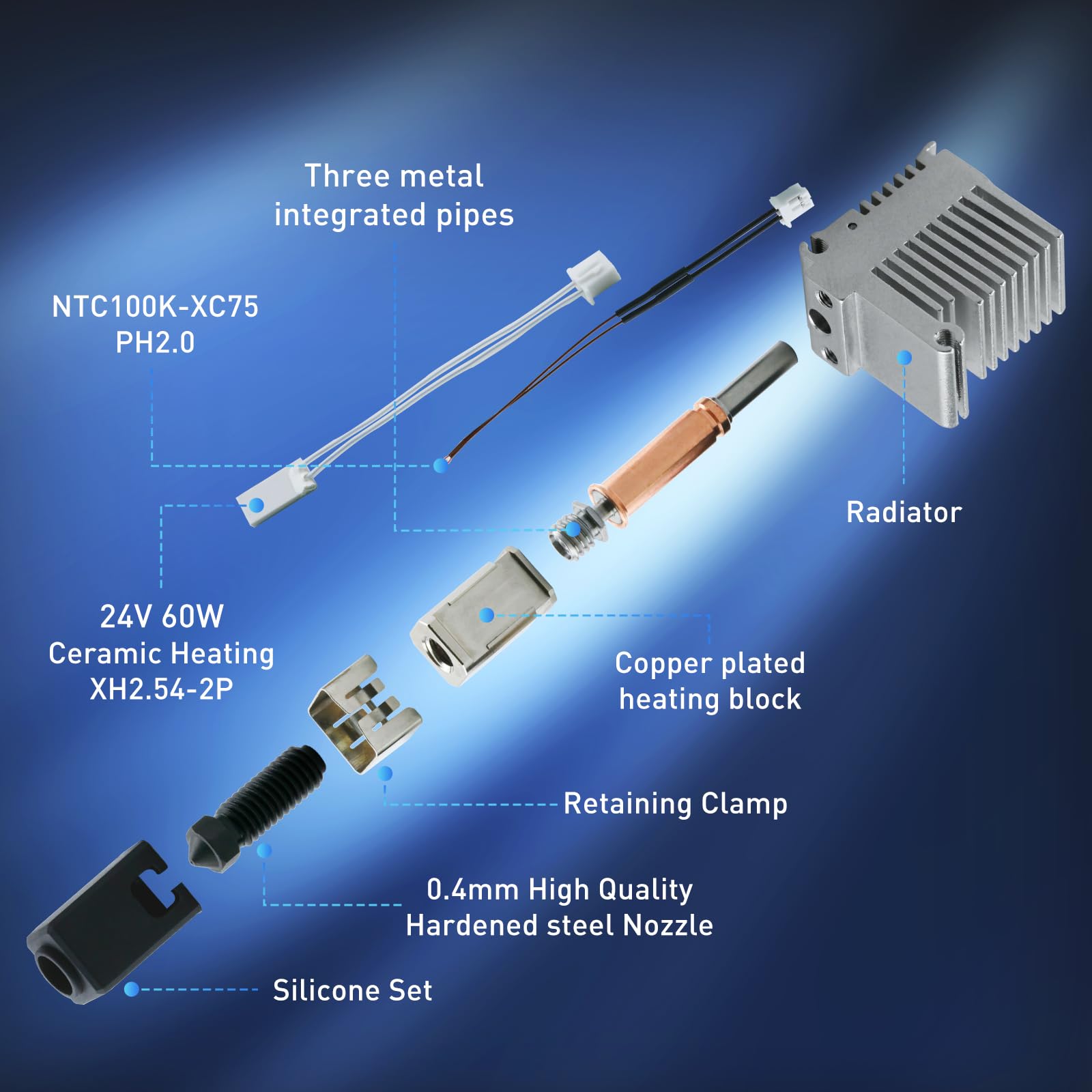 Hotend 0.4mm Per Kobra 3 Max/Combo – Kit Con Ugelli 0.2, 0.4, 0.6mm E Aghi Di Pulizia