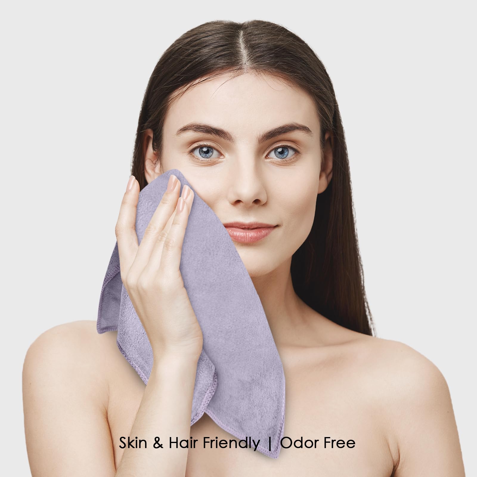 HOUSSE Natural Microfiber Face Towel Dapple Grey | Quick Dry Makeup Remover | Antimicrobial Bamboo Blend | Eco-Friendly 450 GSM | Soft Touch Set | 30x30 cm | Pack of 4 1
