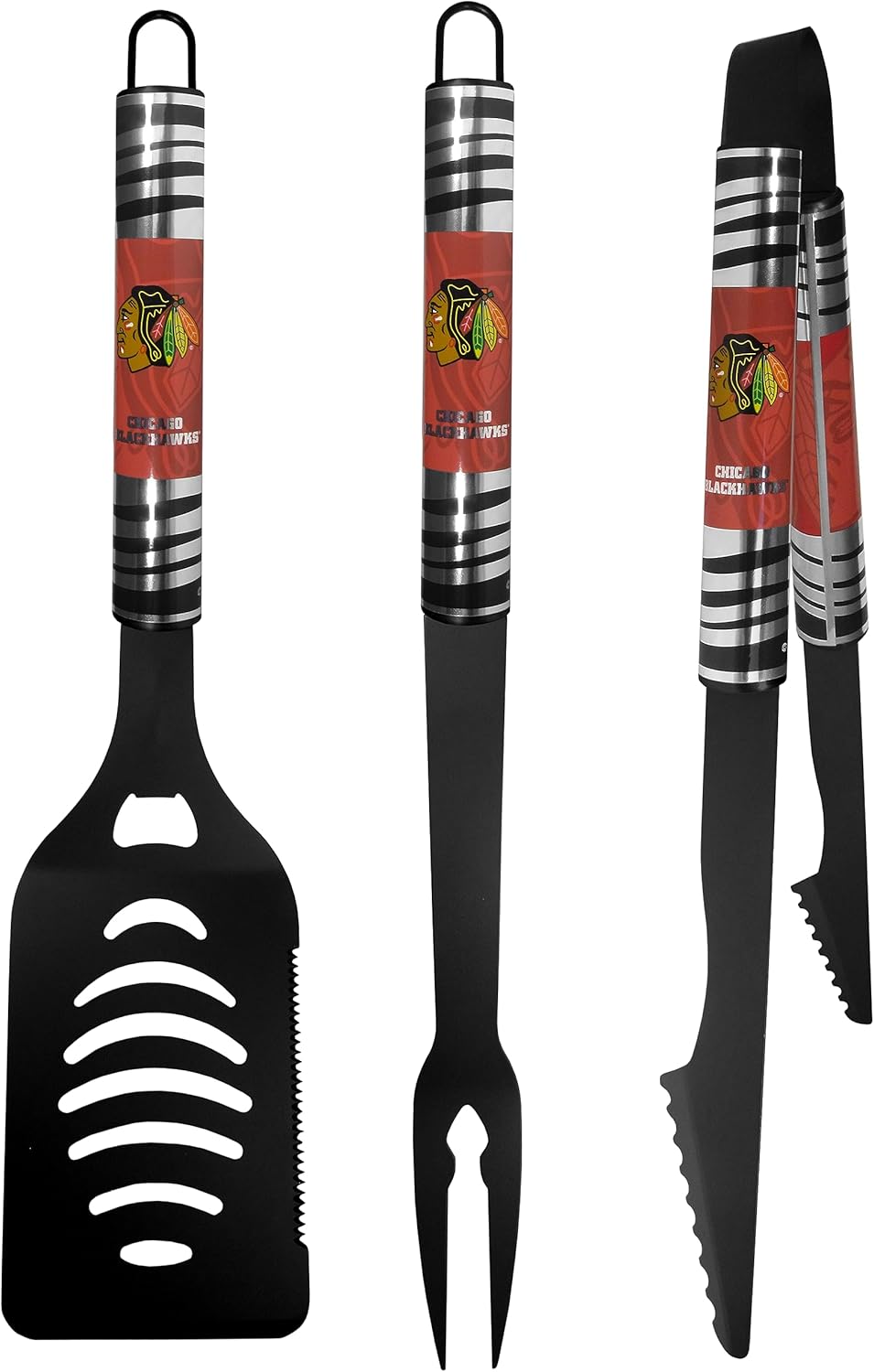 Siskiyou Sports NHL Chicago Blackhawks 3 pc Black Tailgater BBQ Set, One Size