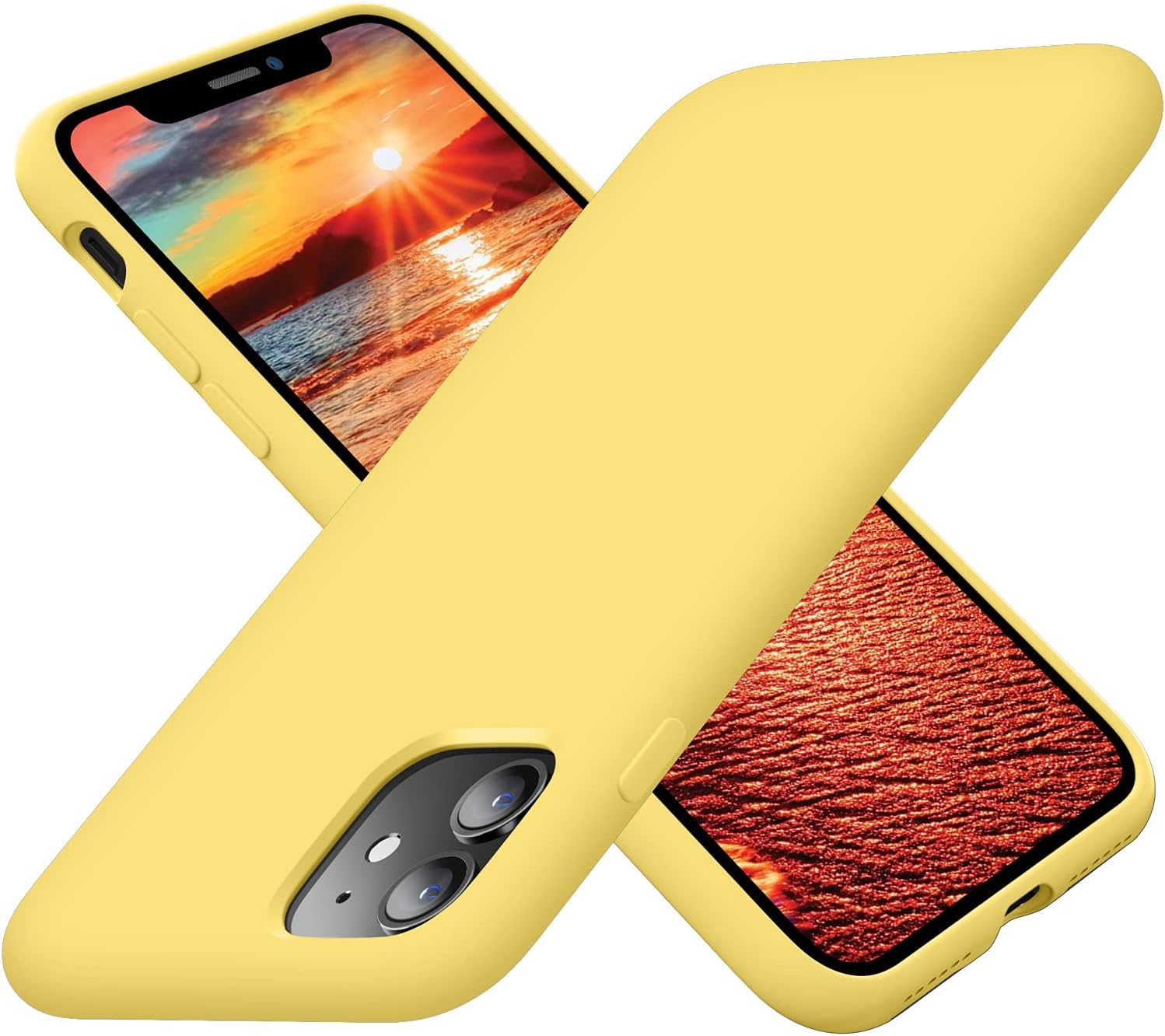 Cordking iPhone 11 Case, Silicone Ultra Slim Shockproof Phone Case with [Soft Anti-Scratch Microfiber Lining], 6.1 inch, Yellow
