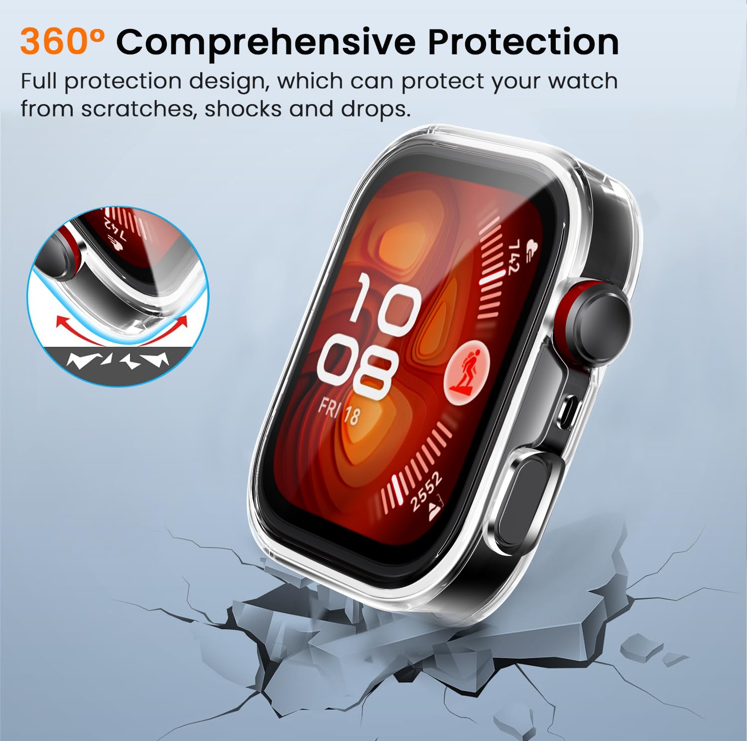 ivoler 3 sztuki etui z folią ochronną do Huawei Watch Fit 4 Pro, pełne pokrycie, odporne na uderzenia i zarysowania, ultracienkie, miękkie etui ochronne z termoplastycznego poliuretanu (TPU), 2
