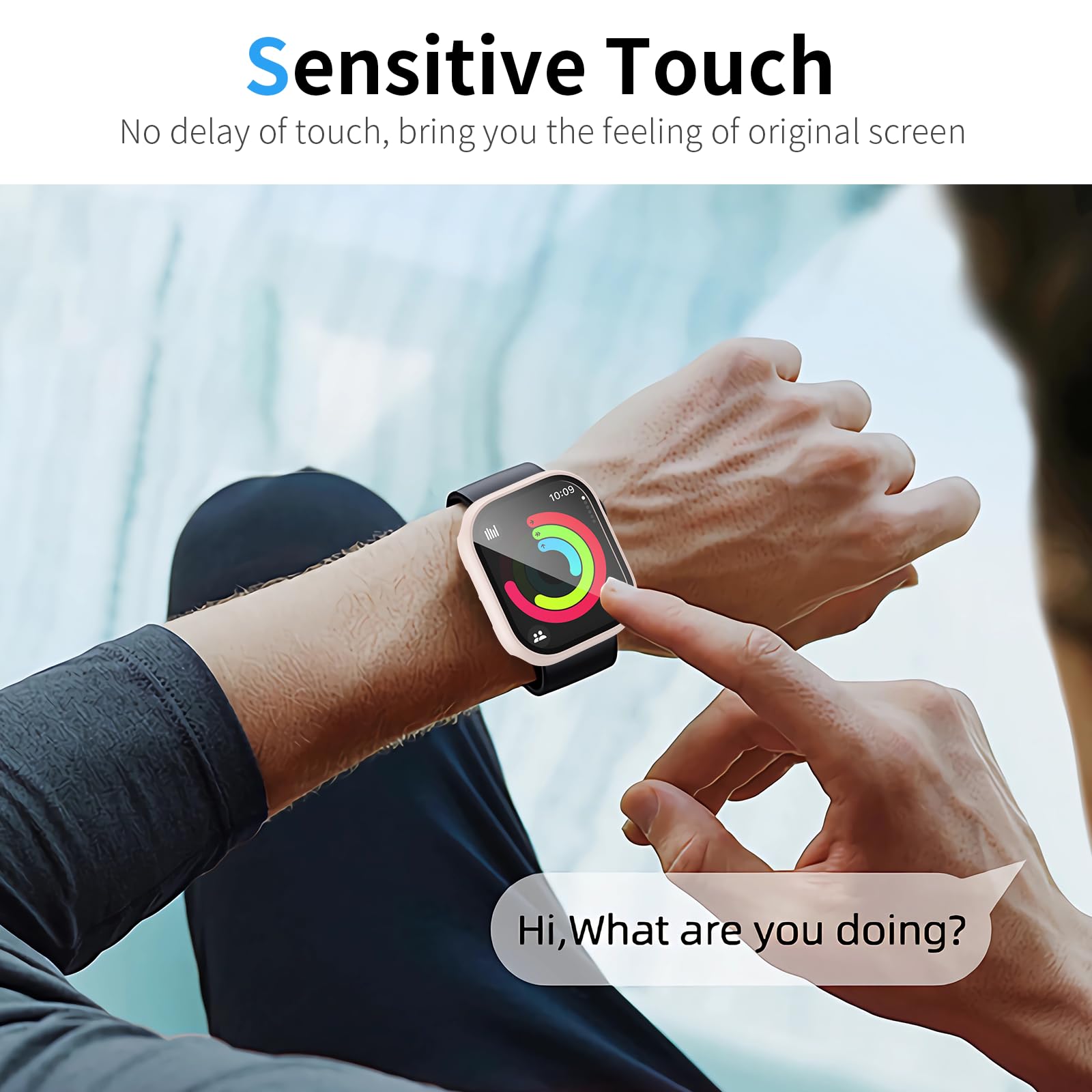 WISKII Paquete de 6 fundas compatibles con Apple Watch Series 10 de 46 mm con protector de pantalla de vidrio templado, policarbonato duro ultrafino, funda completa a prueba de golpes para iWatch