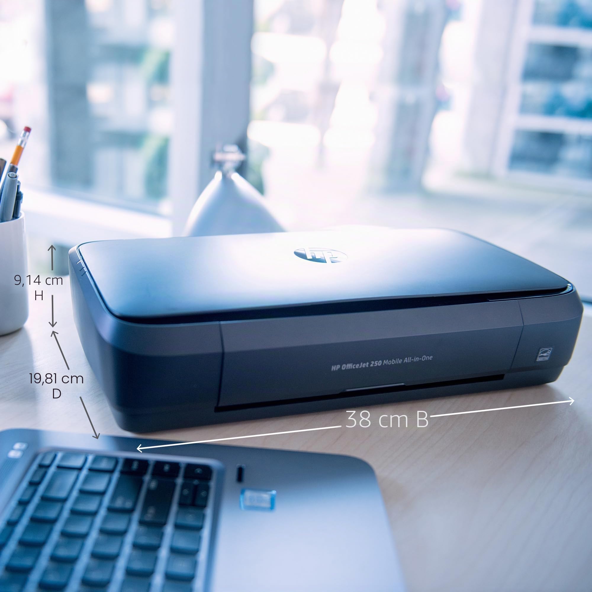 HP Officejet 250 Mobile Aio Tintenstrahldrucker A4 WiFi schwarz – Multifunktionsgerät Tintenstrahldrucker Thermo, 600 x 600 DPI, 600 x 600 DPI, A4, 216 x 356 mm, Farbe