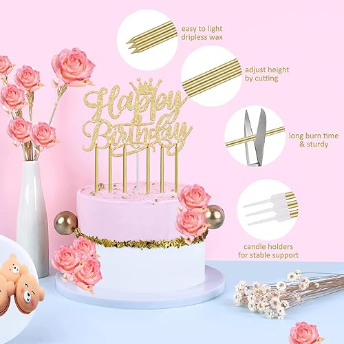 Miniatura 5 de 36 decoraciones de cumpleaños para mujeres, incluyendo banda de reina, corona, adornos para tartas de cumpleaños, velas de cumpleaños y globos.