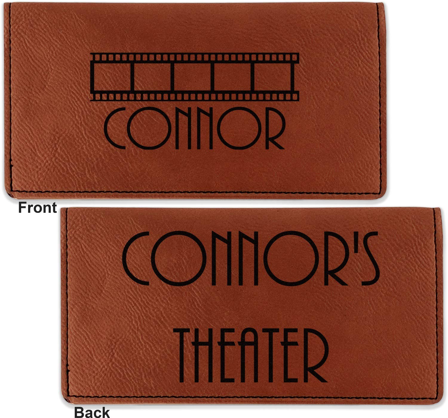 RNK Shops Personalized Movie Theater Leatherette Checkbook Holder - Double Sided