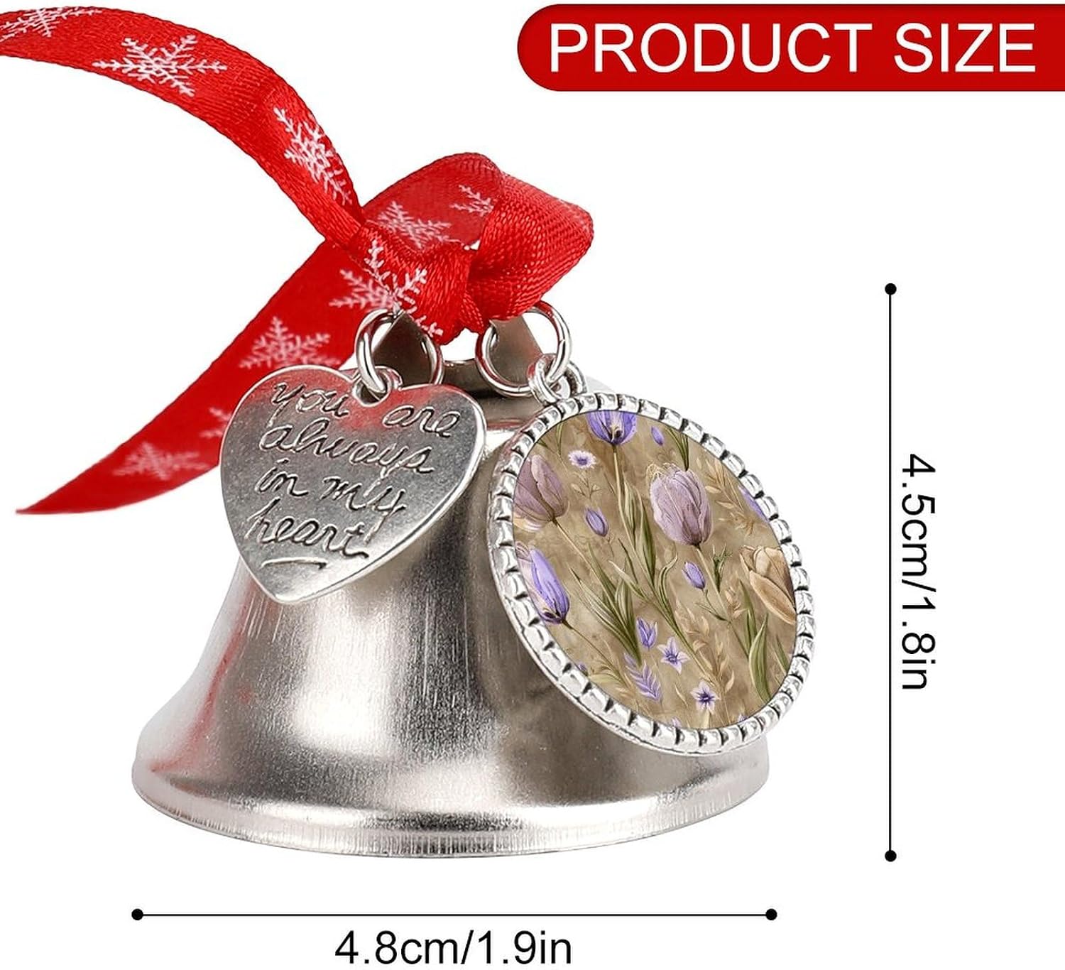 Christmas Bells Tulips and Wildflowers Printed Lucky Bells Christmas Decor Jingling Bell Ornaments for Christmas Tree Love Bell