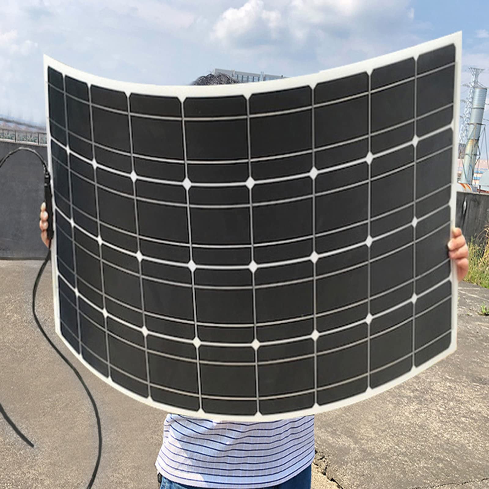 Panneau Solaire Souple, Solaire Souple, Solaire Flexible Module, 12V Haute Efficacité Photovoltaïque Monocristallin pour Hors Réseau RV Maison Cabine Caravane Camping Car Bateaux Toits,150w