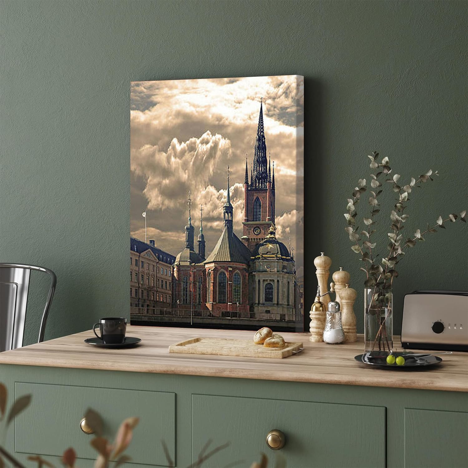 GADGETS WRAP Canvas Gallery Wrap Framed for Home Office Studio Living Room Decoration (11x17inch) - Riddarholm Church Stockholm Print