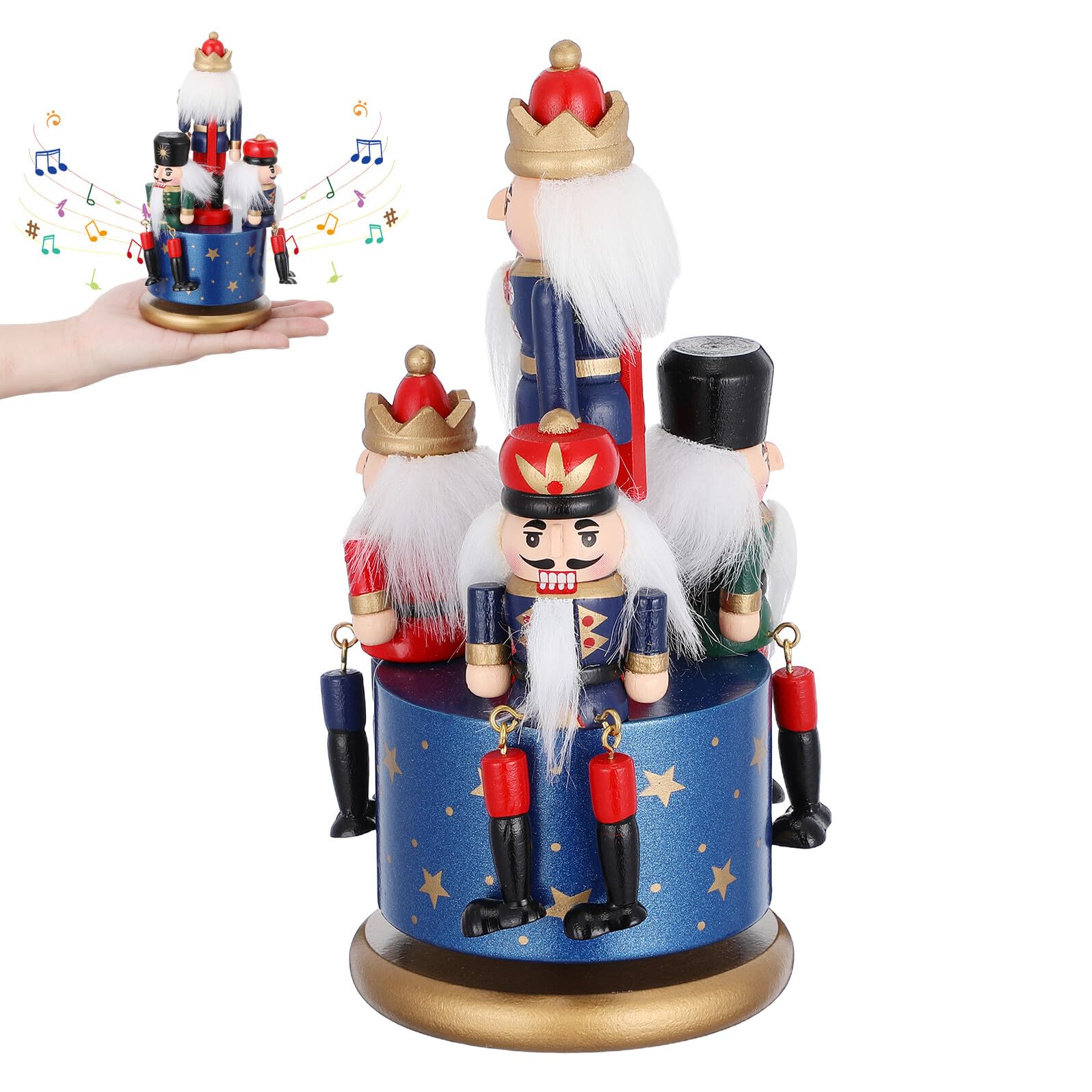 Boîte à Musique Rotative de Noël Décoration de Bureau en Bois pour Maison