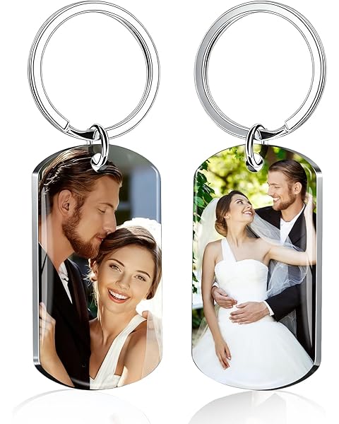 QYH Custom Photo Keychain - Double-Sided Engraved Photo Key Chain for Men, Boyfriend, Husband, Personalized Gift