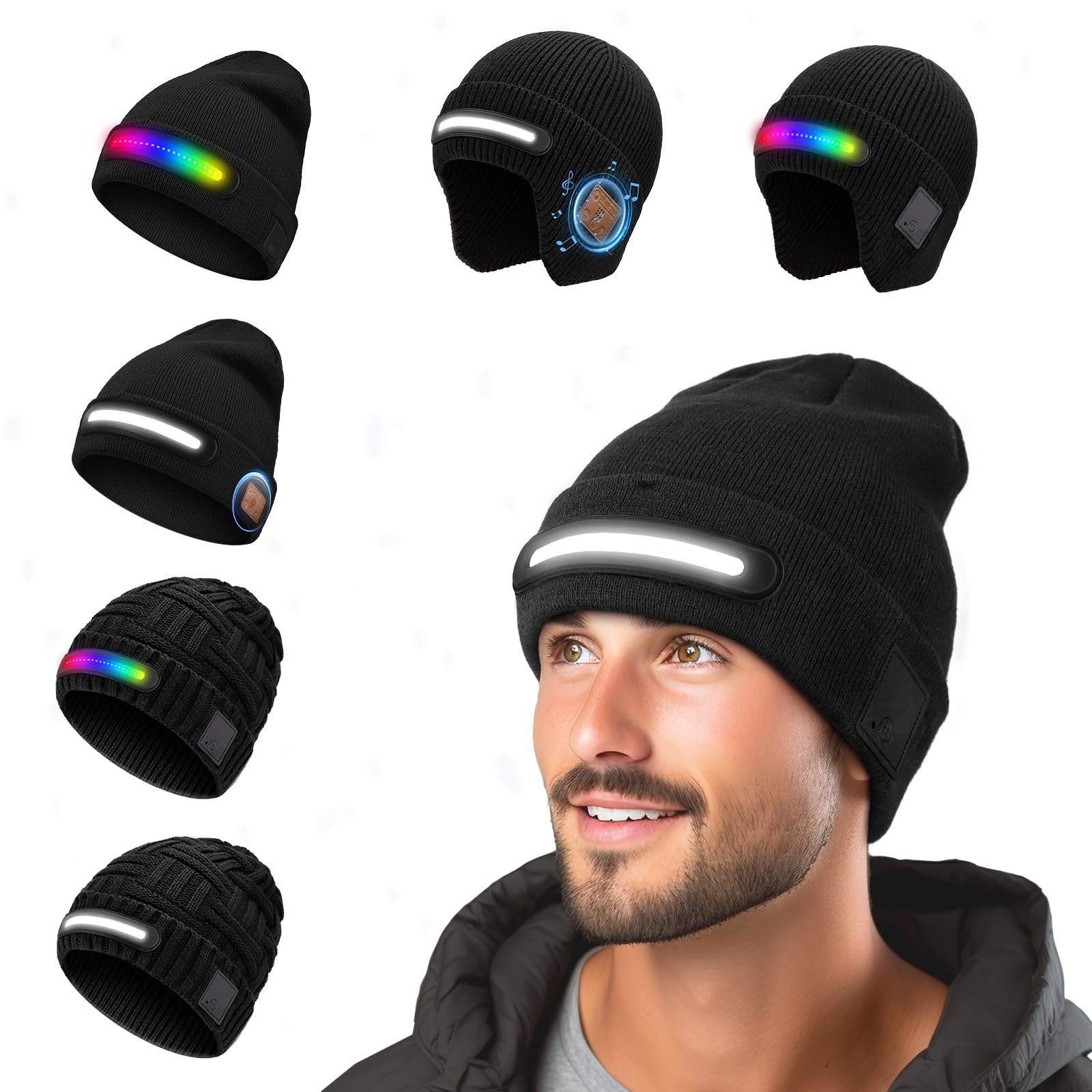 Bonnet LED rechargeable USB avec écouteurs bluetooth intégrés pour running - 8