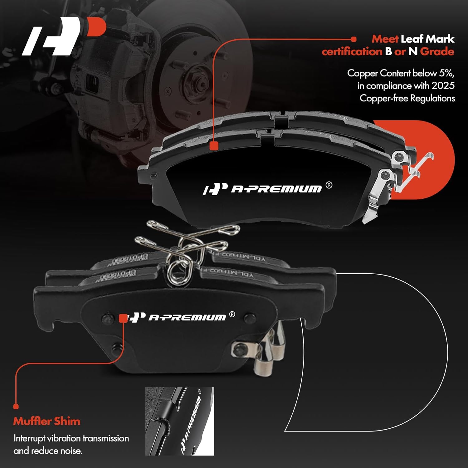 A-Premium Front and Rear Drilled and Slotted Disc Brake Rotors + Ceramic Pads Kit Compatible with Select Subaru Models - Outback/Legacy 2015-2019, WRX 2016-2021, 12-PC Set