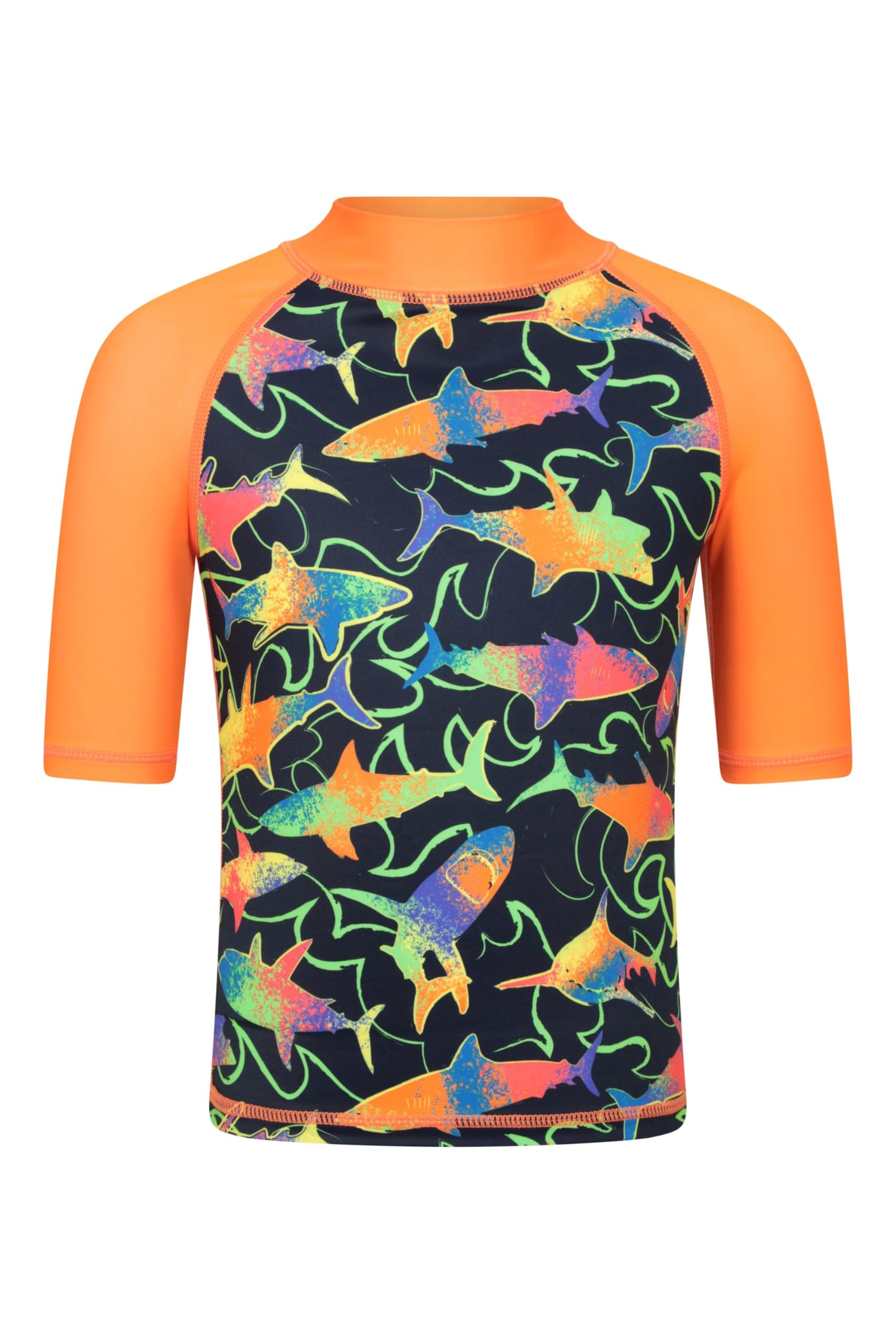 Short Sleeve Kids Printed Rash Vest - Orange