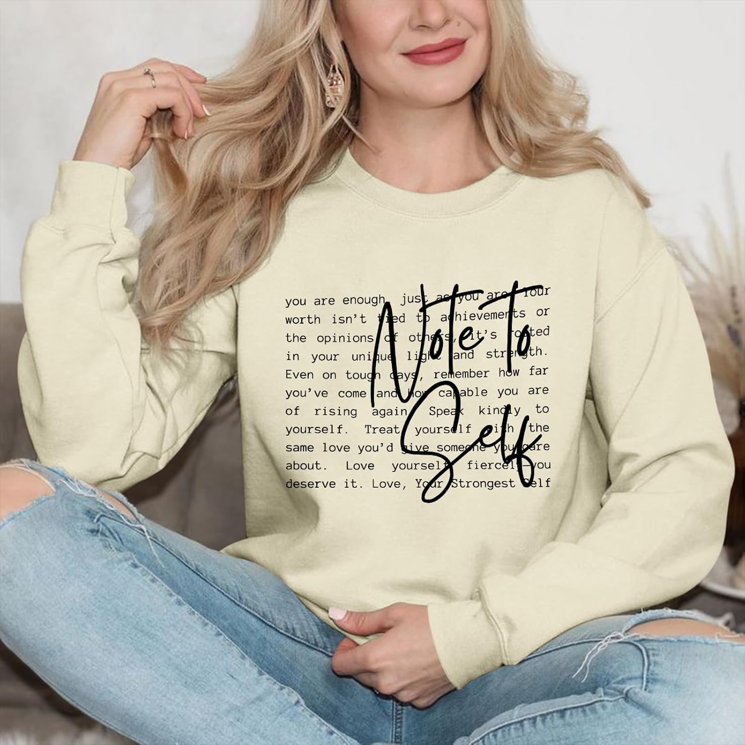 Graphic Inspirational Sweatshirts for Women You Are Enough Positive Sweatshirt Note to Self Mental Health Pullover - Image 6