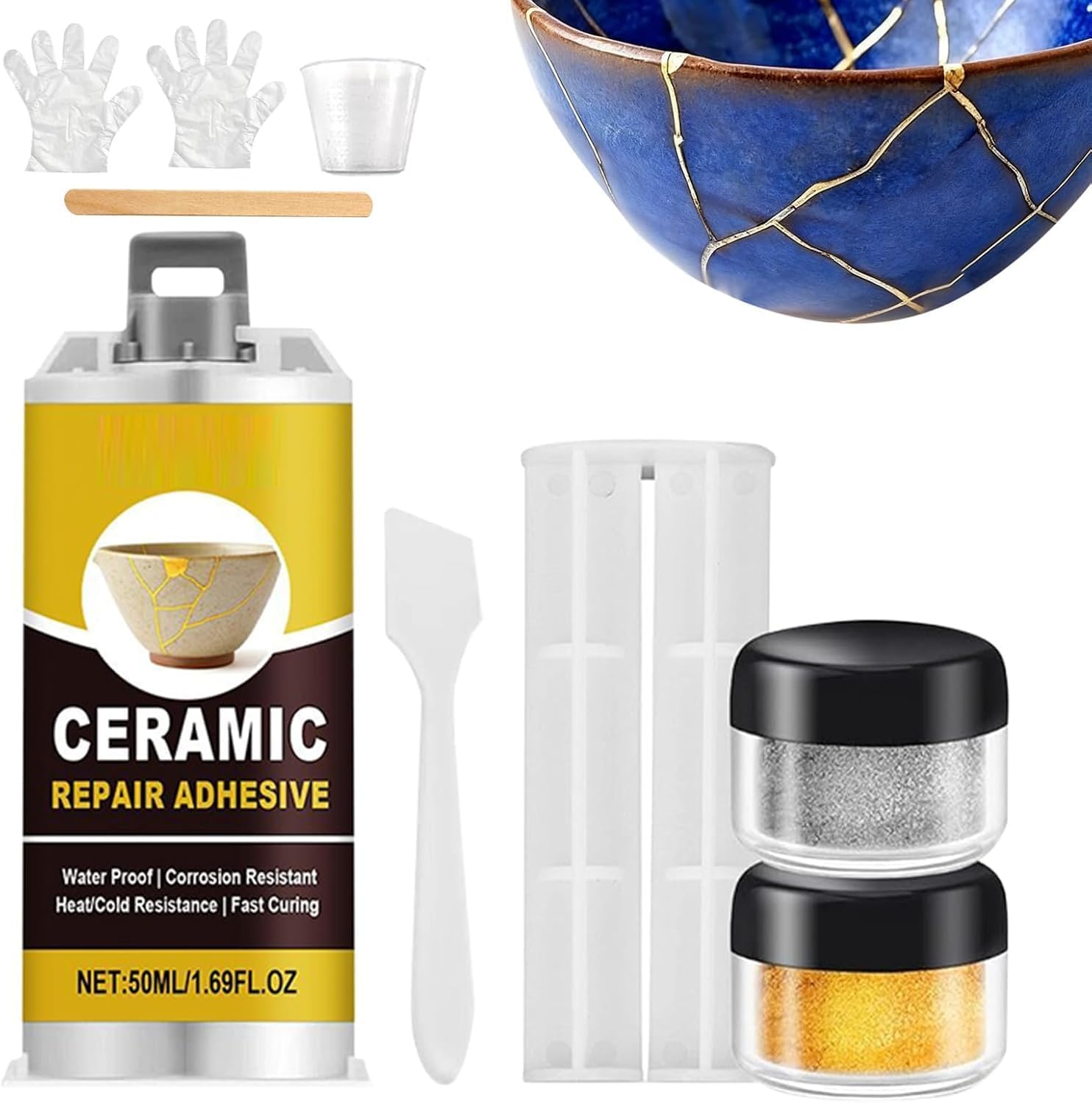 Joejoier Metal Seam Set, For Beginners, Easy Ceramic Repair Kit, 1/2/3 Piece Set, 3-Minute Quick Drying, Both Hot & Cold Use, Art, Durable, Waterproof, Repairable, Craftsmanship Set, 1 Minute : Hobbie