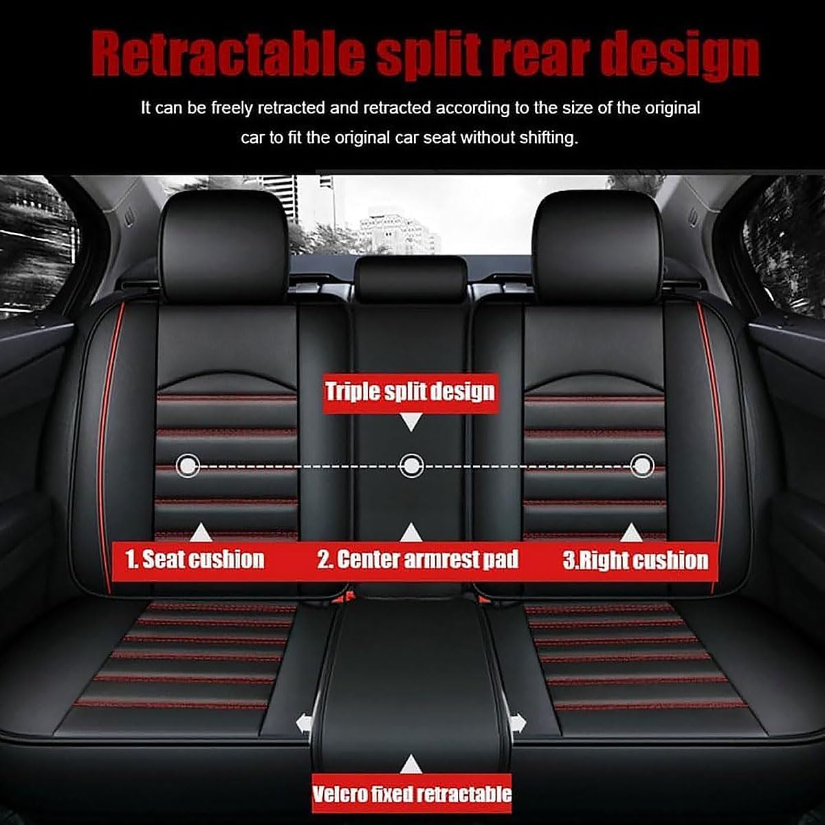 Genérico Fundas Asientos Coche para Honda CRV 2001-2006, Fundas para Asientos de Coche de Cuero Conjunto Completo, Compatible con Airbags, Diseño Envolvente Completo, Respaldo Trasero Partido
