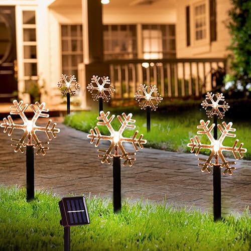 Luces solares de Navidad para caminos al aire libre, luces LED de 7.9 pies para césped, patio, pasarela, jardín, decoración de Navidad, 5 unidades