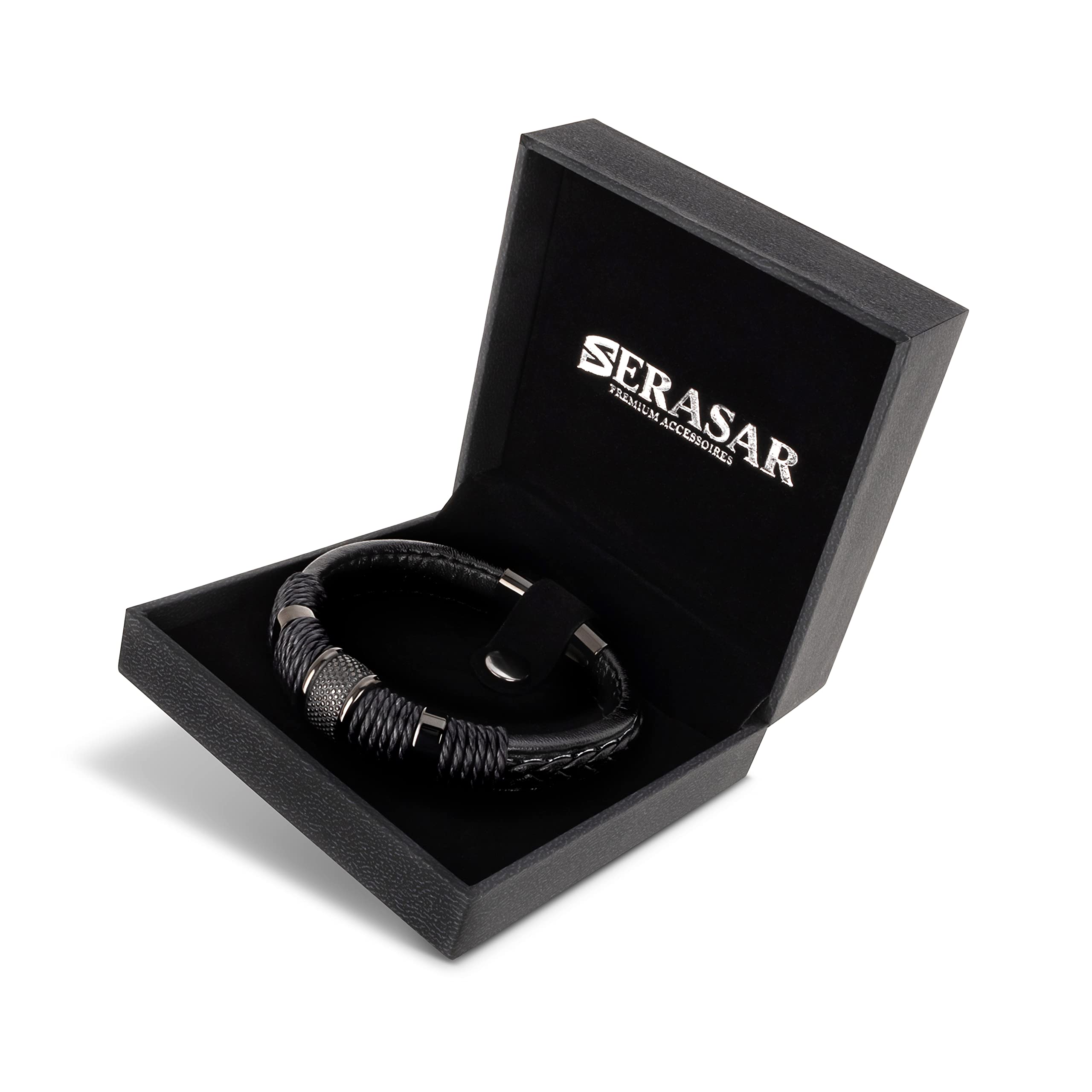 SERASAR Bracciale Premium da Donna | 925 Sterline d'Argento | Placcatura in Vero Oro 18 Carati | Lunghezza Regolabile | Quattro Colori | Portagioie Incluso