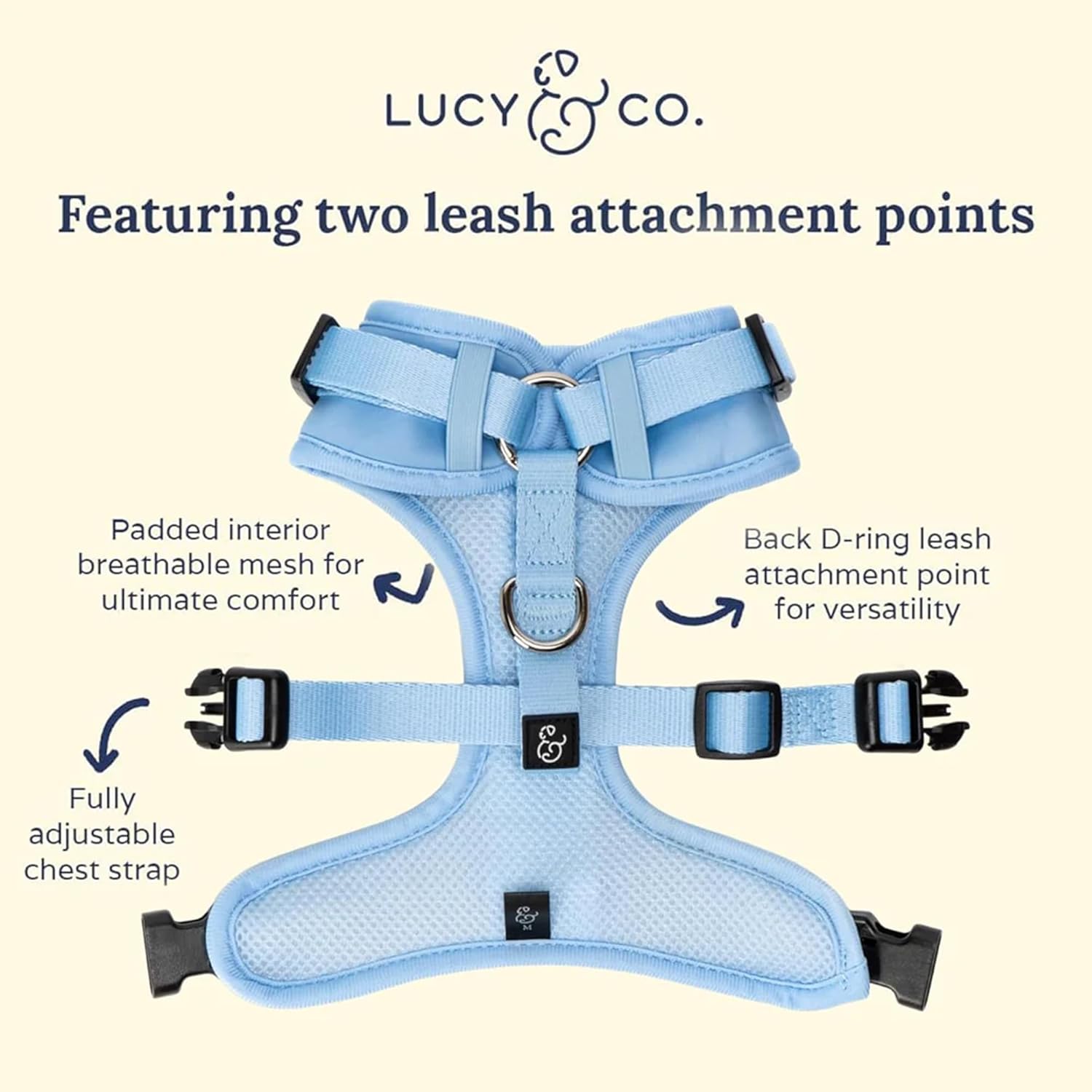 Lucy & Co. The Denim No-Pull Dog Harness – Size Small – Vest to Stop Pulling & Walk Easy – Comfortable Leash Training Product w/Adjustable Chest & Neck Straps