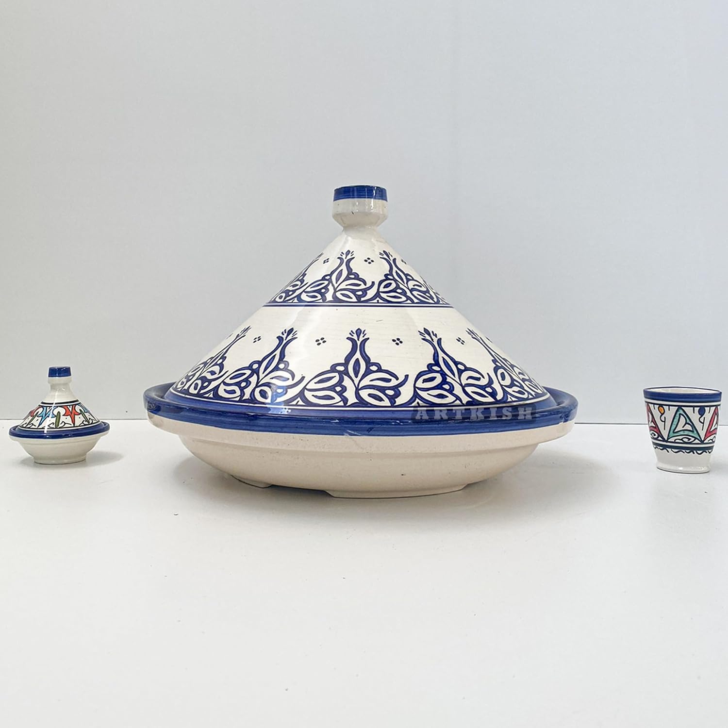 ARTKISH Artisanal Moroccan Ceramic Tagine Cooking Pot