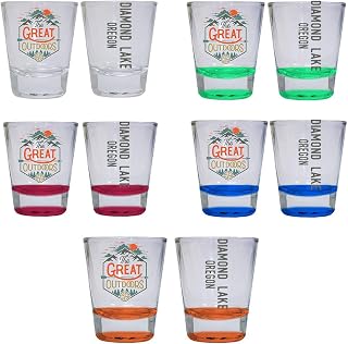 Diamond Lake Oregon The Great Outdoors Camping Adventure Souvenir Round Shot Glass (Green, 1)