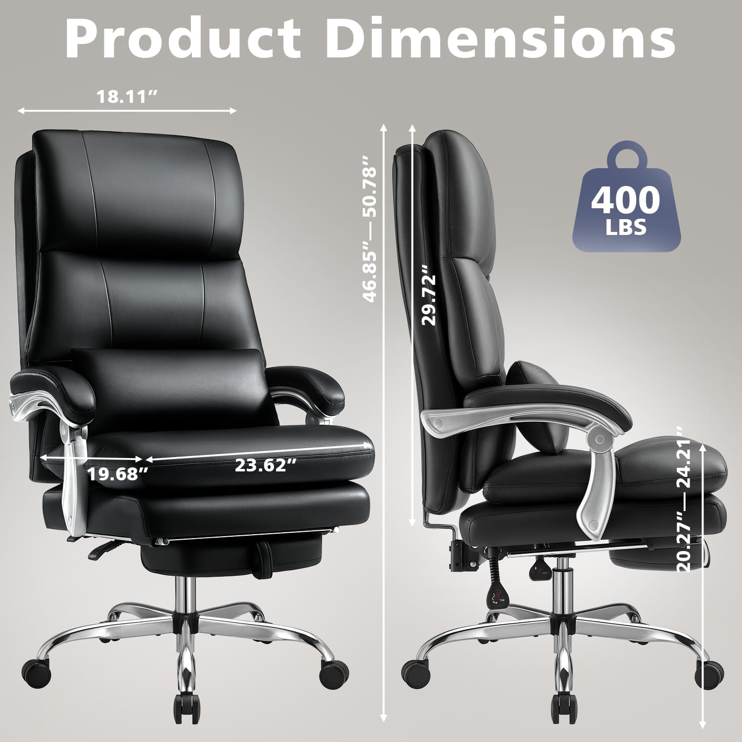 Cloud-Like Comfy Office Chair with Footrest, Overstuffed Fiberfill Executive Desk Chair, Ultra-Soft Reclining High Back Computer Chair, Cozy Double-Layered Plush Seat, Big & Tall 400lbs Cap