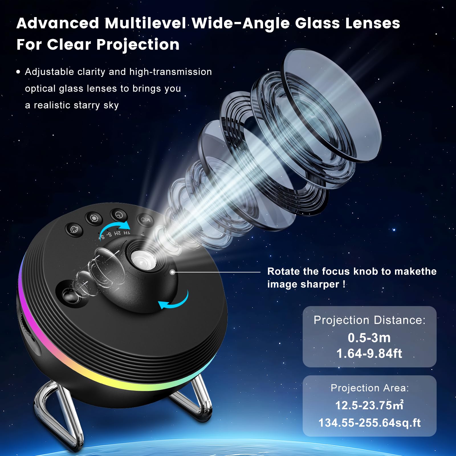 Astarama Sternenhimmel Projektor, 13 in 1 4K HD Galaxy Planetarium Projektor mit Lichtstreifen, Dynamischer Meteor, Timer. Sternenprojektor für Kinderzimmer Home Decoration (Schwarz)