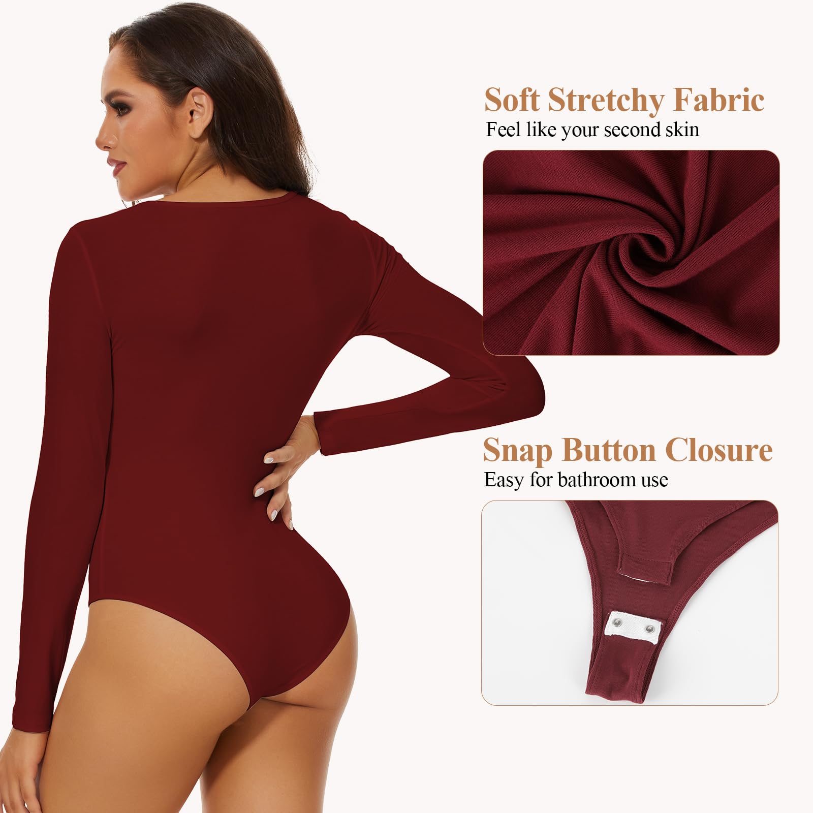 Joyshaper Donna Body a Collo Alto Maniche Lunghe Bodysuit Casual Elegante Bluse Camicie Maglietta Intima