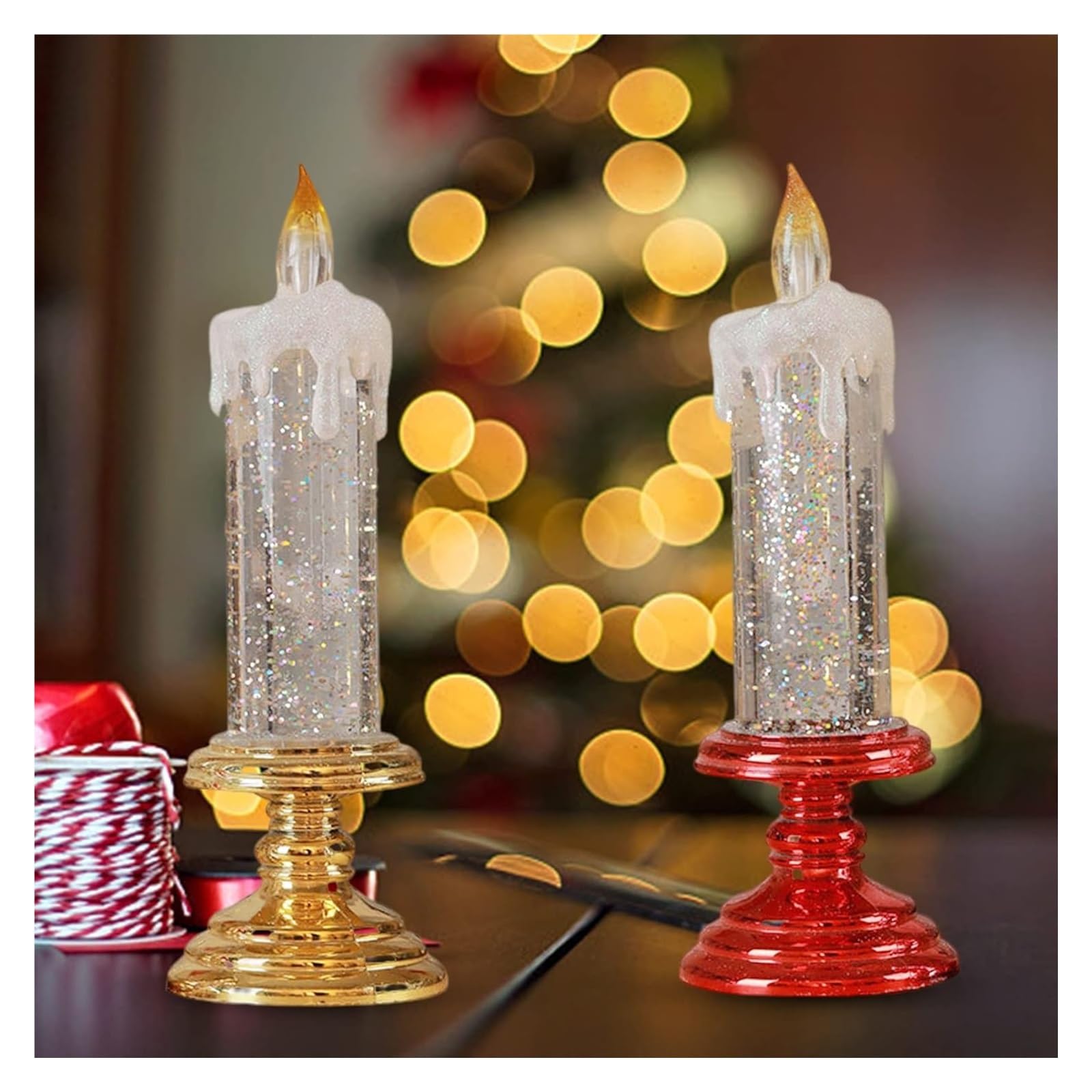 Candele LED Senza Fiamma - Candele da tè a Batteria con Effetto tremolante for Decorazioni for Matrimoni, Natale e Feste(Gold)