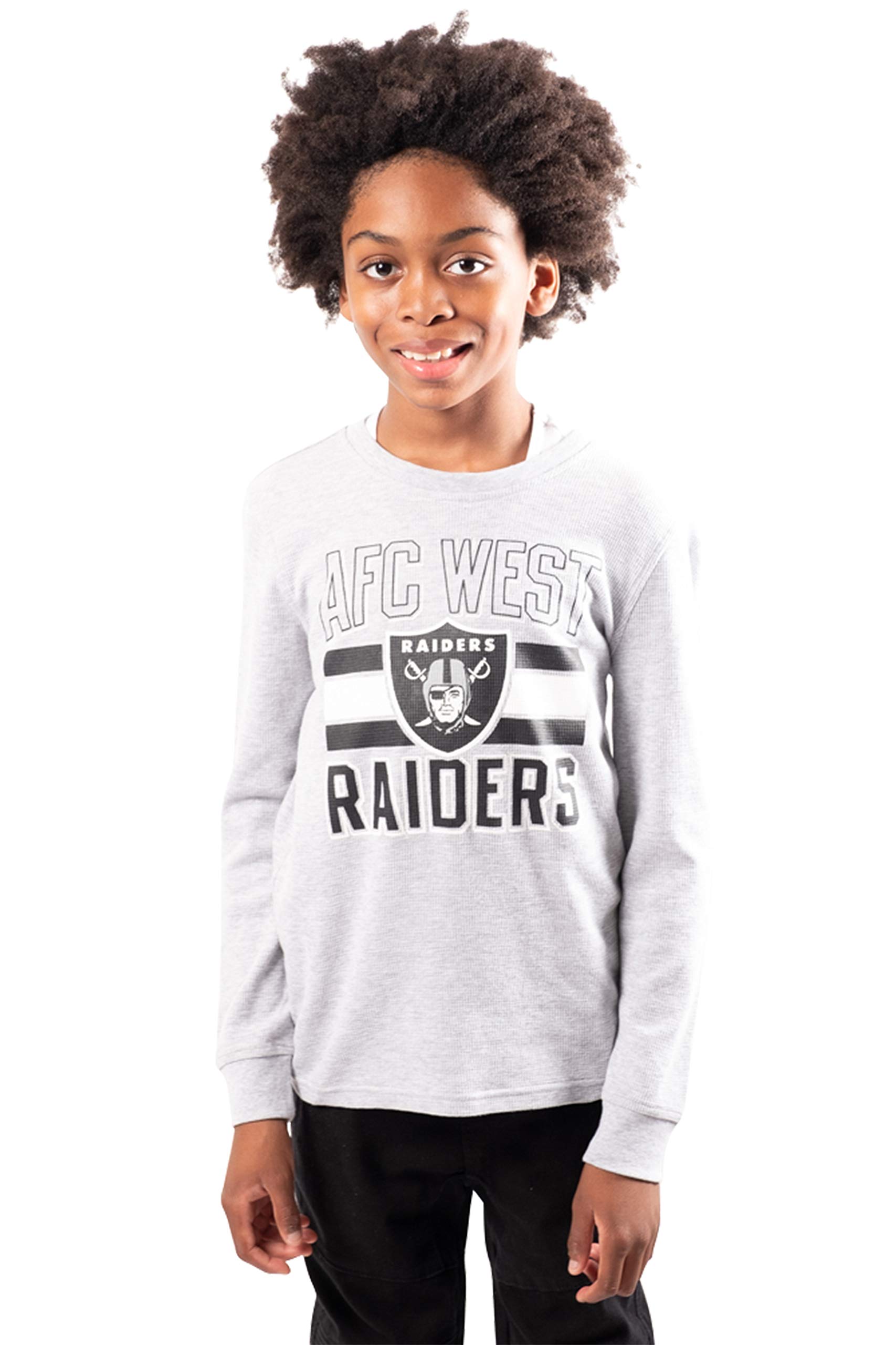 Ultra Game NFL Sportliches Thermo-Shirt für Teenager, leicht, langärmlig, Jungen, JLY7627F, Grau meliert, 14-16