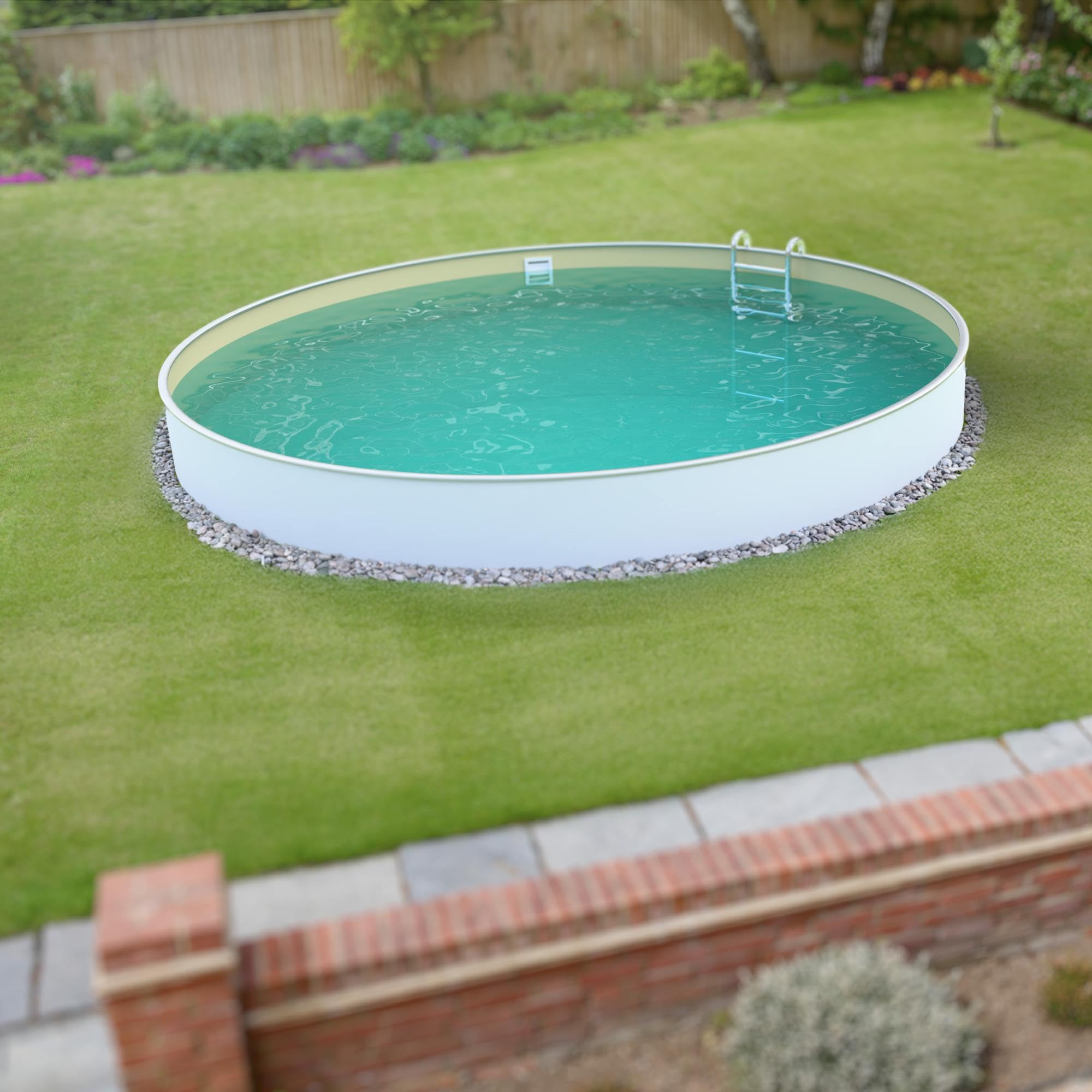 Fresh-Pool Profi Stahlwandpool Set rund, 500x150 cm, Stahl 0,8 mm weiß, Folie 0,8 mm Sand, Einhängebiese