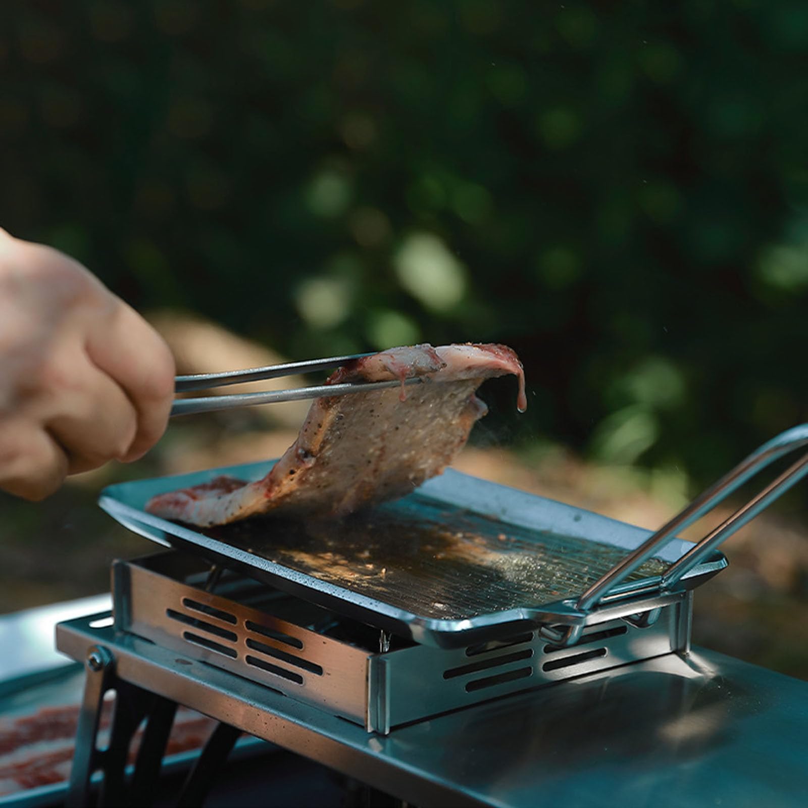 Sartenes de acero inoxidable para cocinar al aire libre, sartenes plegables portátiles para camping, accesorios de camping, plegables duraderas al aire libre