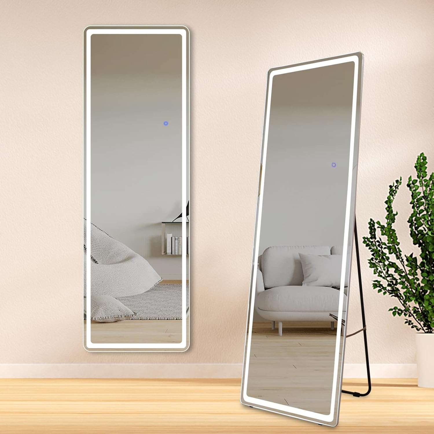 Buy OUMUSU Full Length Mirror Lighted 63"x20", LED Free Standing Floor