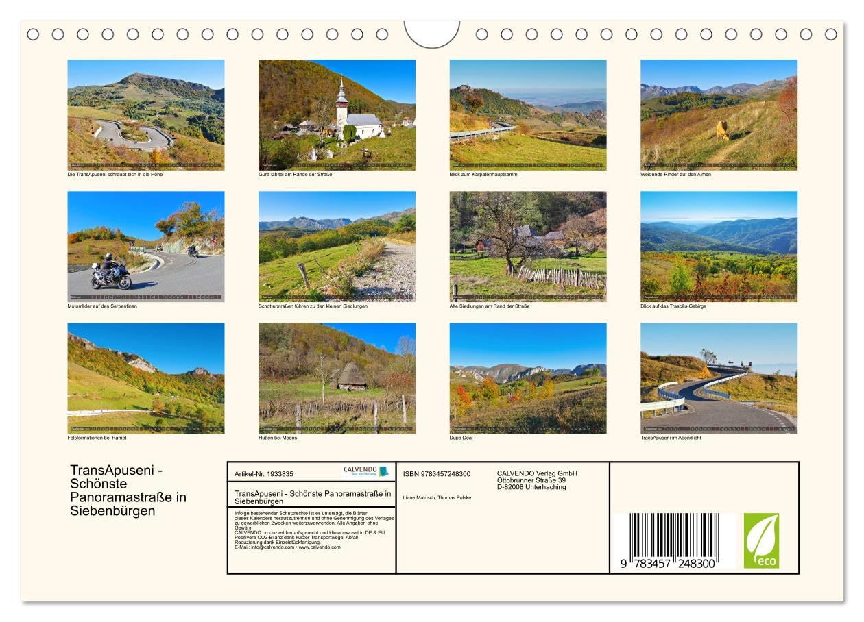 TransApuseni - Schönste Panoramastraße in Siebenbürgen (Wandkalender 2026 DIN A4 quer), CALVENDO Monatskalender: Landschaftliche Schönheit in den rumänischen Bergen