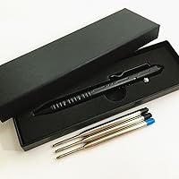 Vista 8 de Bolígrafo de acción de perno de aluminio con lado de tungsteno para EDC Pocket Color Negro con 3 recambios adicionales en caja de regalo (LA007)