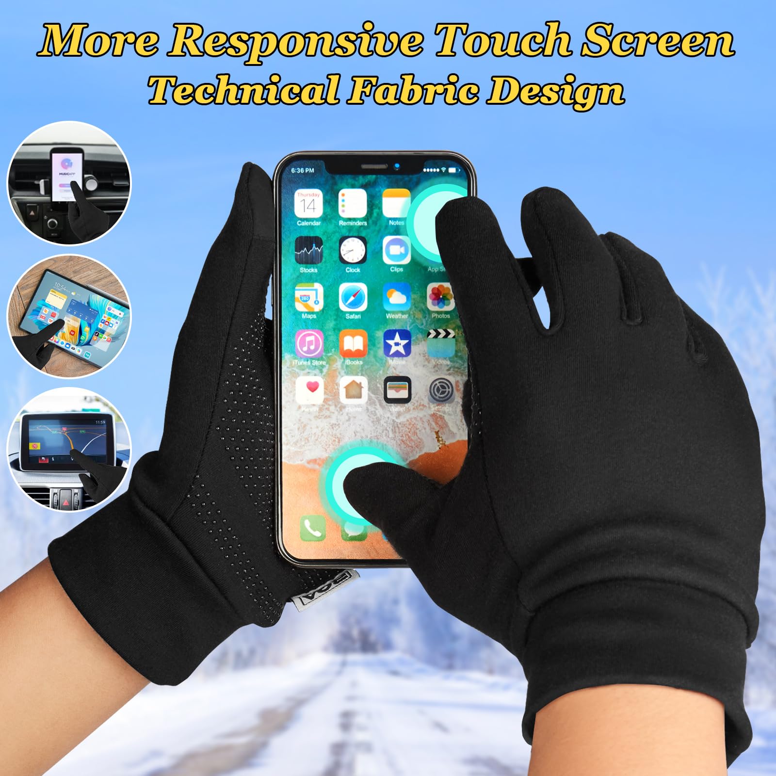 BQA Guantes de Invierno para Correr para Hombres Mujeres, Guantes Ligeros con Pantalla táctil para Ciclismo Ciclismo conducción Deportiva Actividades al Aire Libre