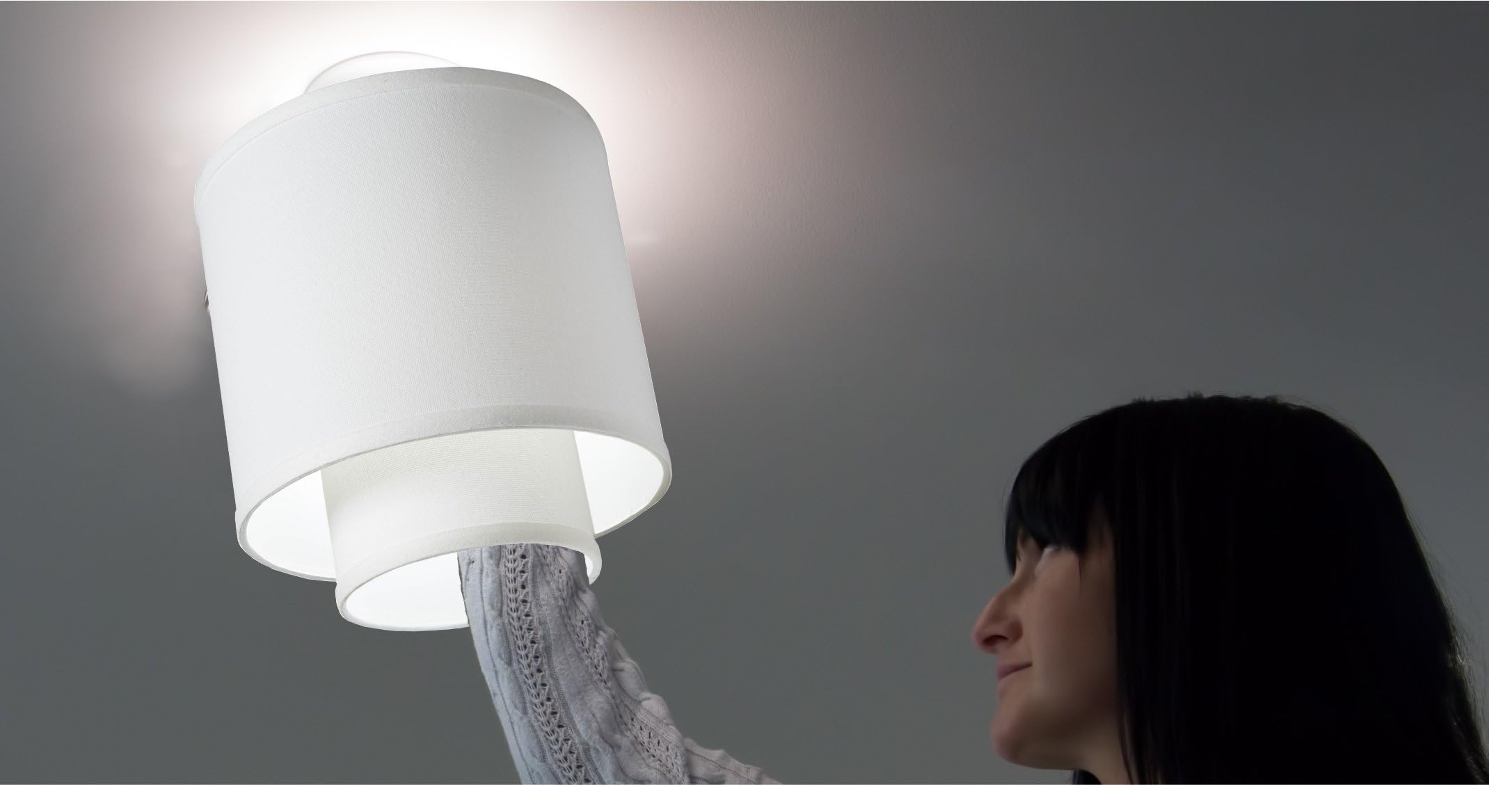 Can Light Conversion Kit Alternative, EZClipse, Double Barrel Shade 8.5"x6”. Recessed Lighting Trim Kit allows you to transform your can light trim fast! Remodel recessed lighting now (White Linen)