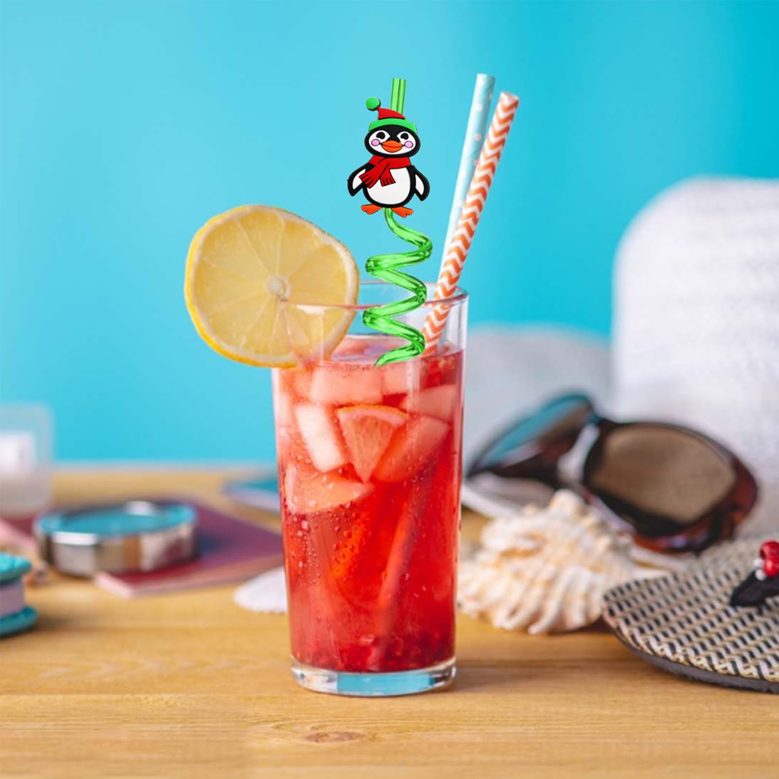 24 Pack Christmas Drinking Straws - Reusable Curly Straws, Party Favors, Stocking Stuffers For Kids - View #9