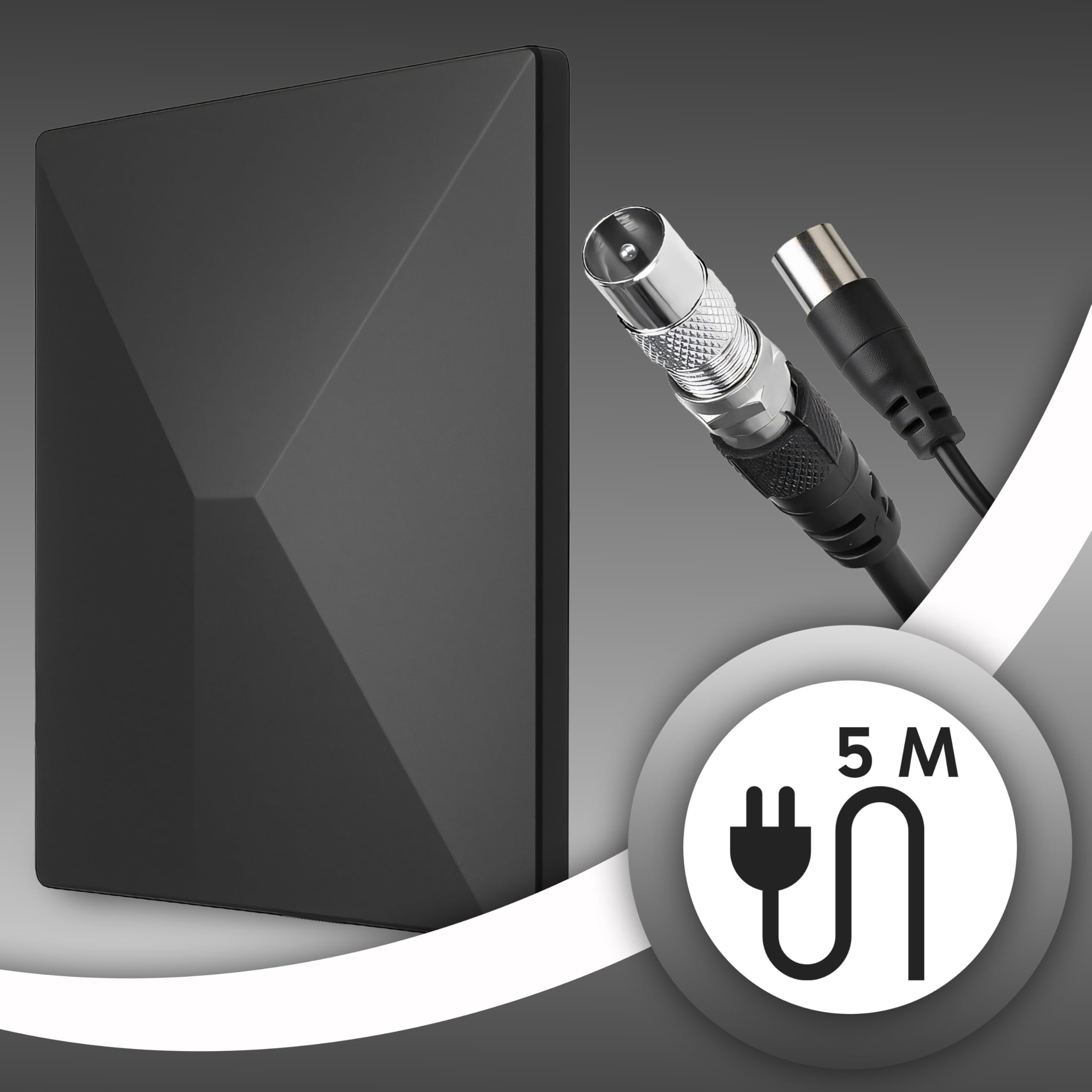 Retoo Antenne DVB-T DVB-T2 amplificateur 35 dB, antenne intérieure