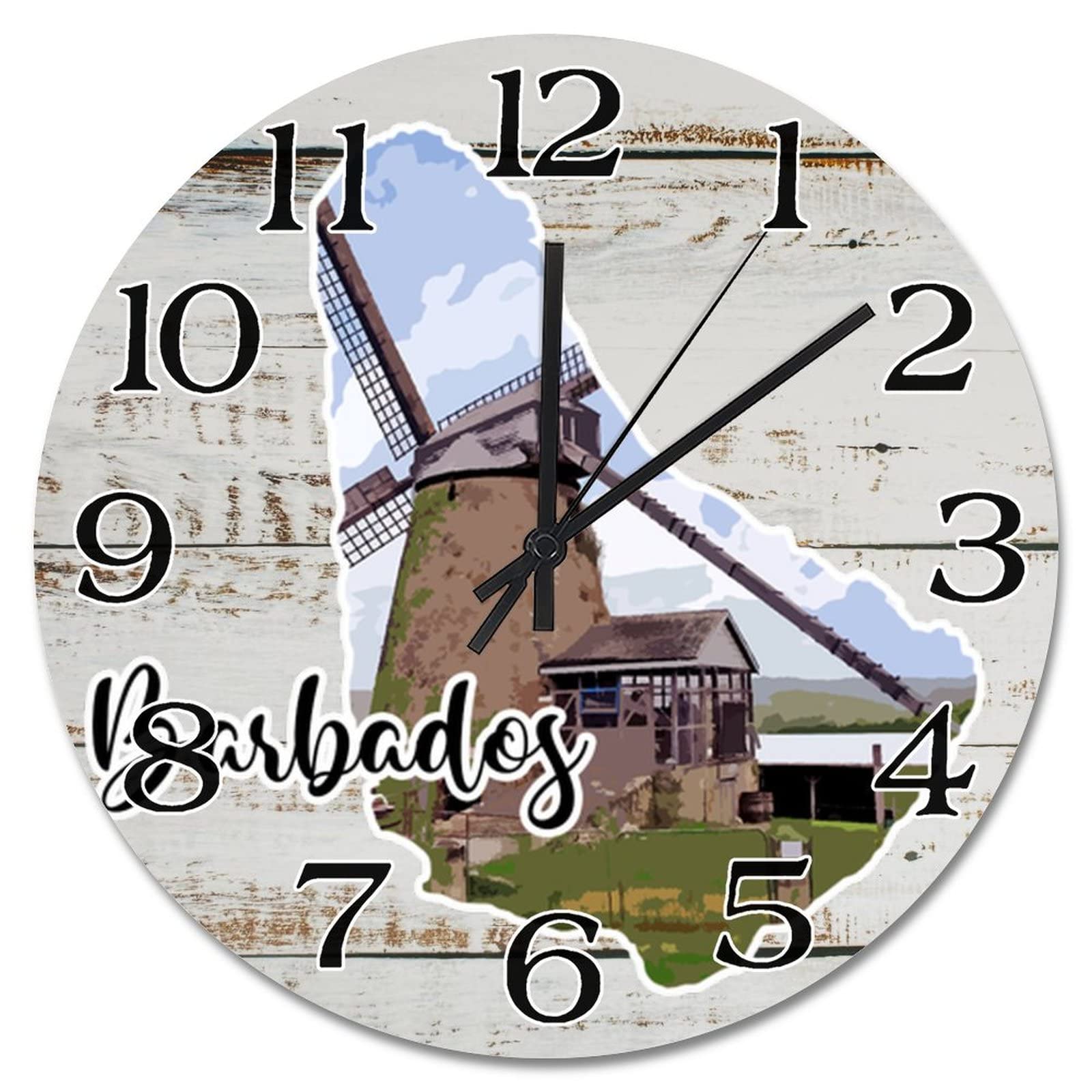 Horloge murale sans tic-tac de la Barbade pour chambre à coucher calme