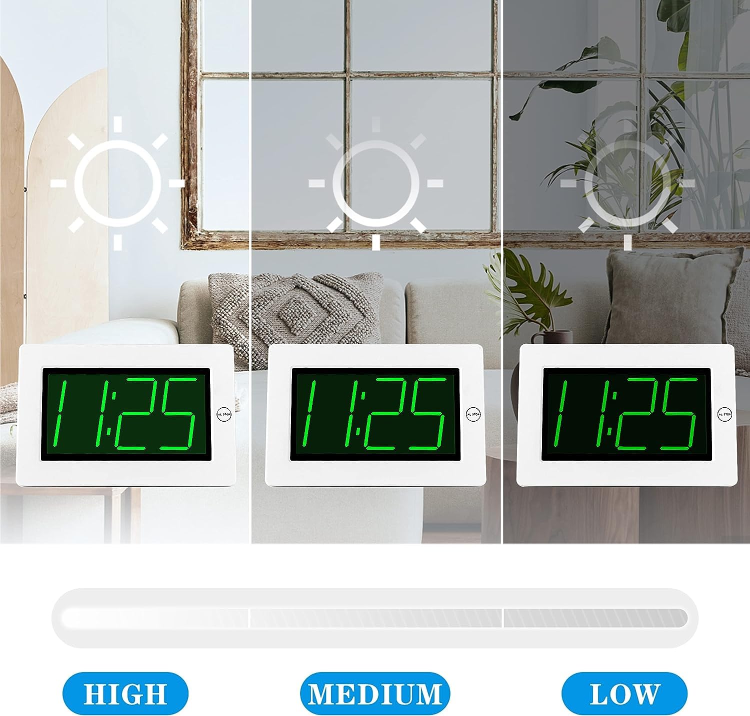 KWANWA Sveglia digitale, alimentata a corrente o a batteria, display LED/LCD, dimmerabile, snooze, 12/24 ore, piccolo orologio da comodino per camera da letto (display nero-blu